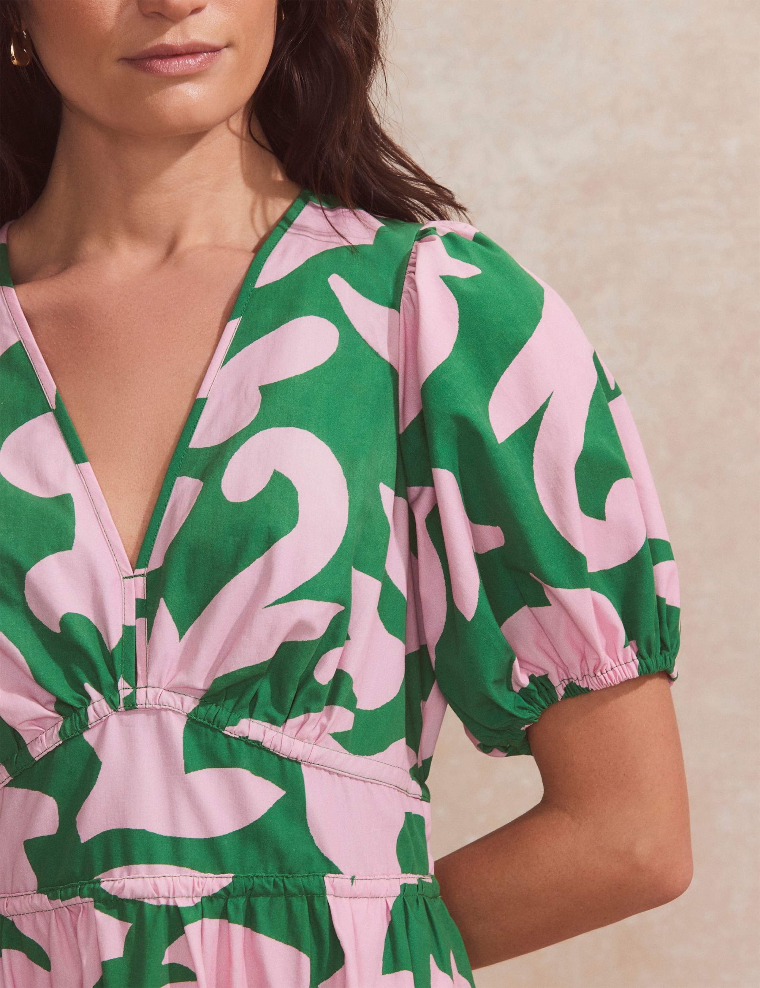 Pure Cotton Puff Sleeve Mini Waisted Dress 4 of 4