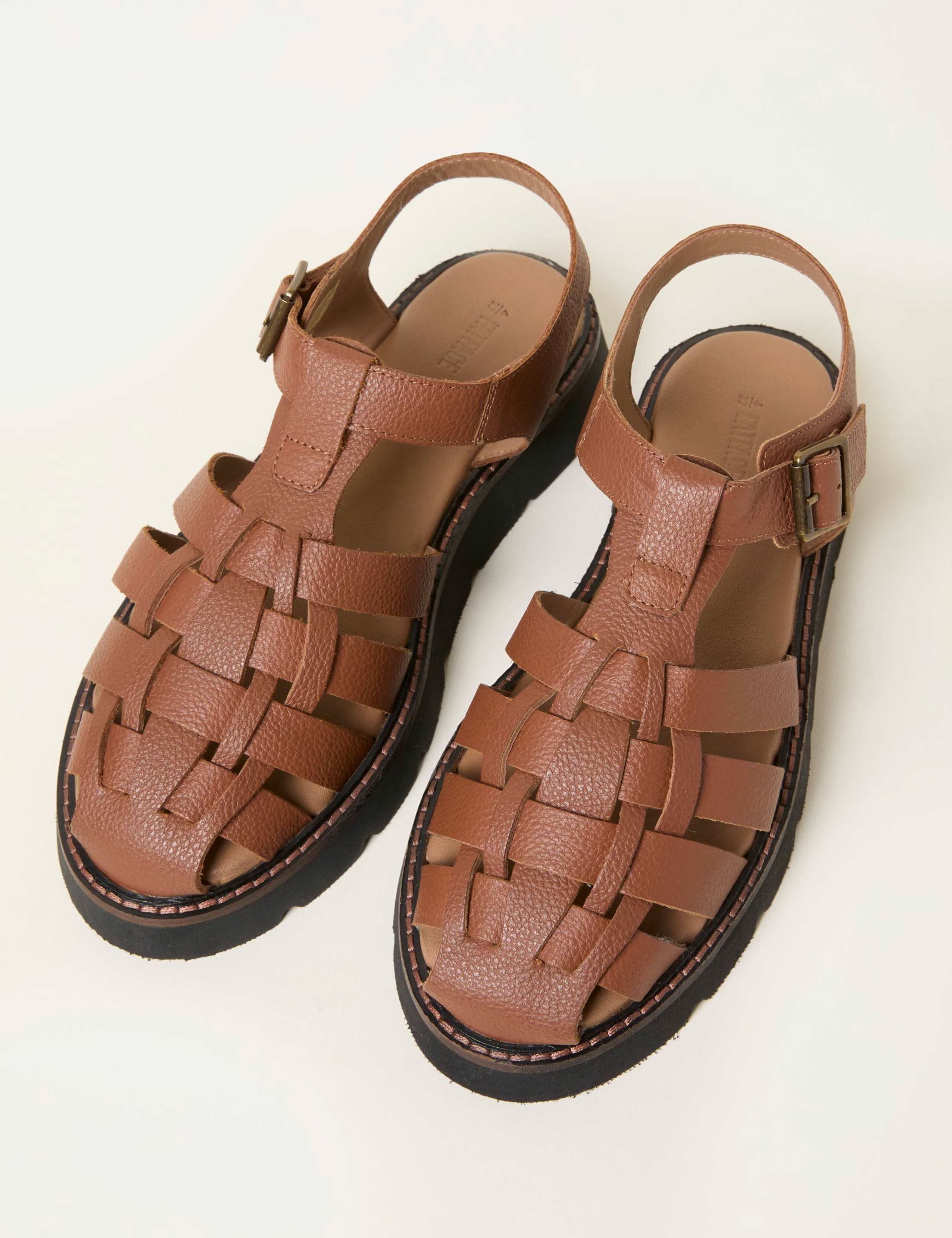 Leather Buckle Flat Gladiator Sandals 1 of 3