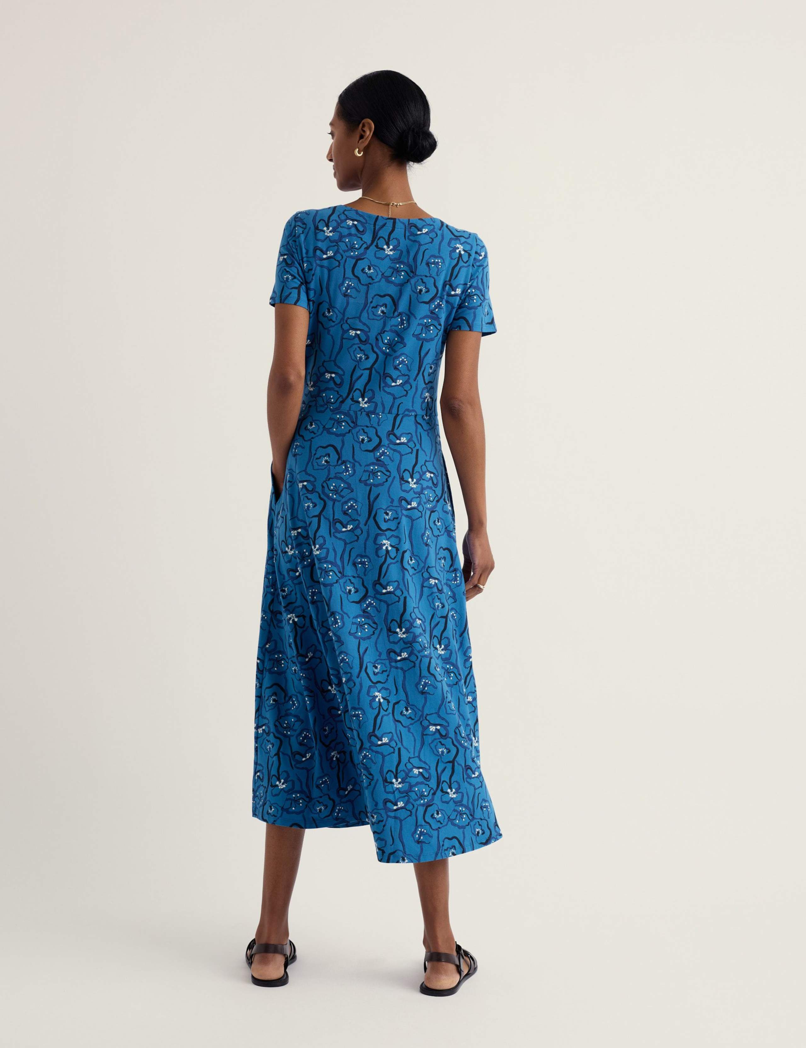 Cotton Rich Floral Midi Waisted Dress 3 of 5