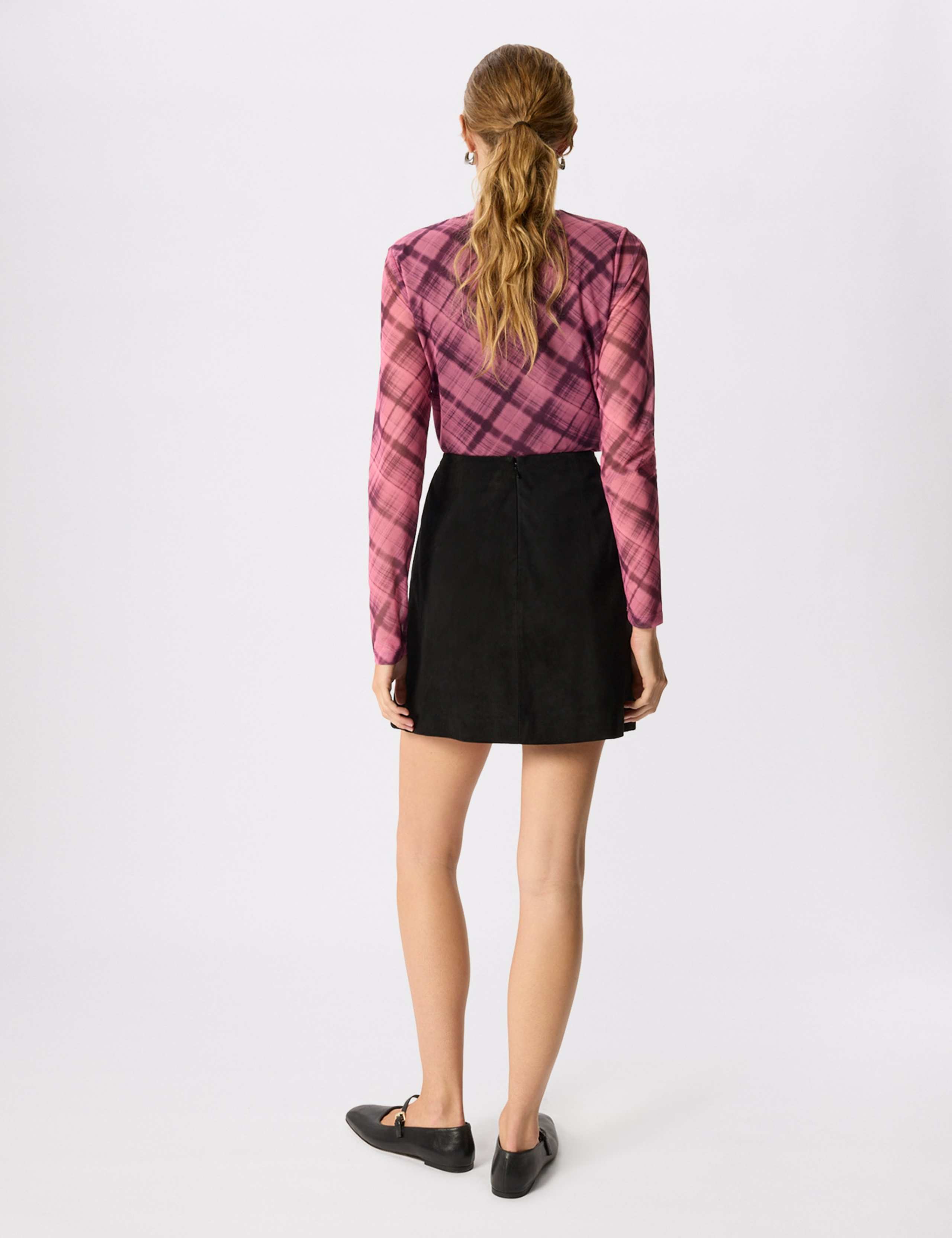 Mesh Checked High Neck Top 5 of 7