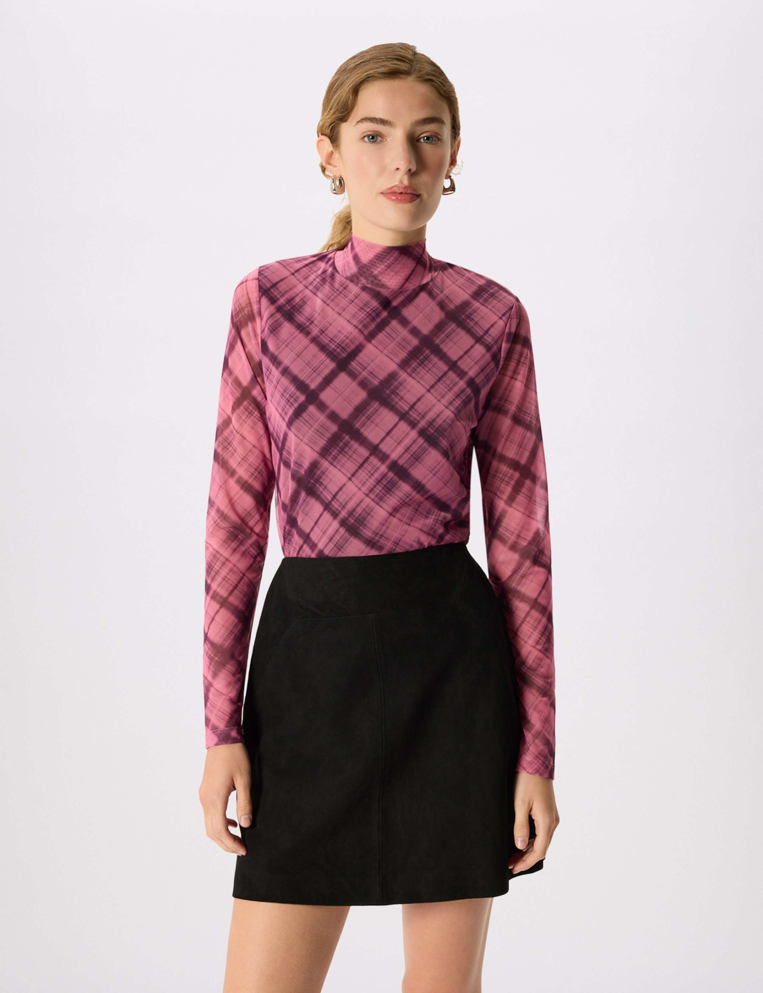 Mesh Checked High Neck Top 6 of 7