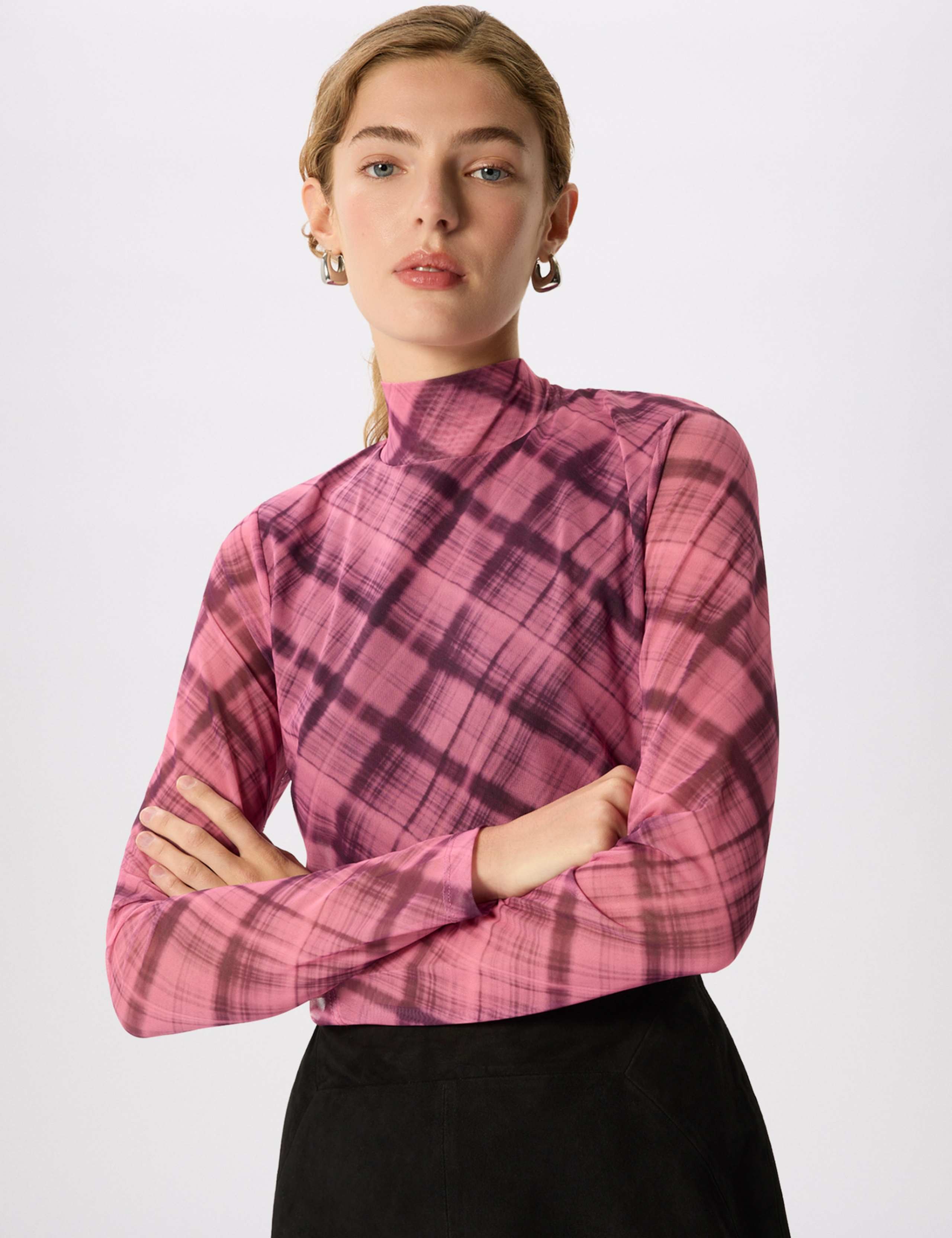 Mesh Checked High Neck Top 7 of 7