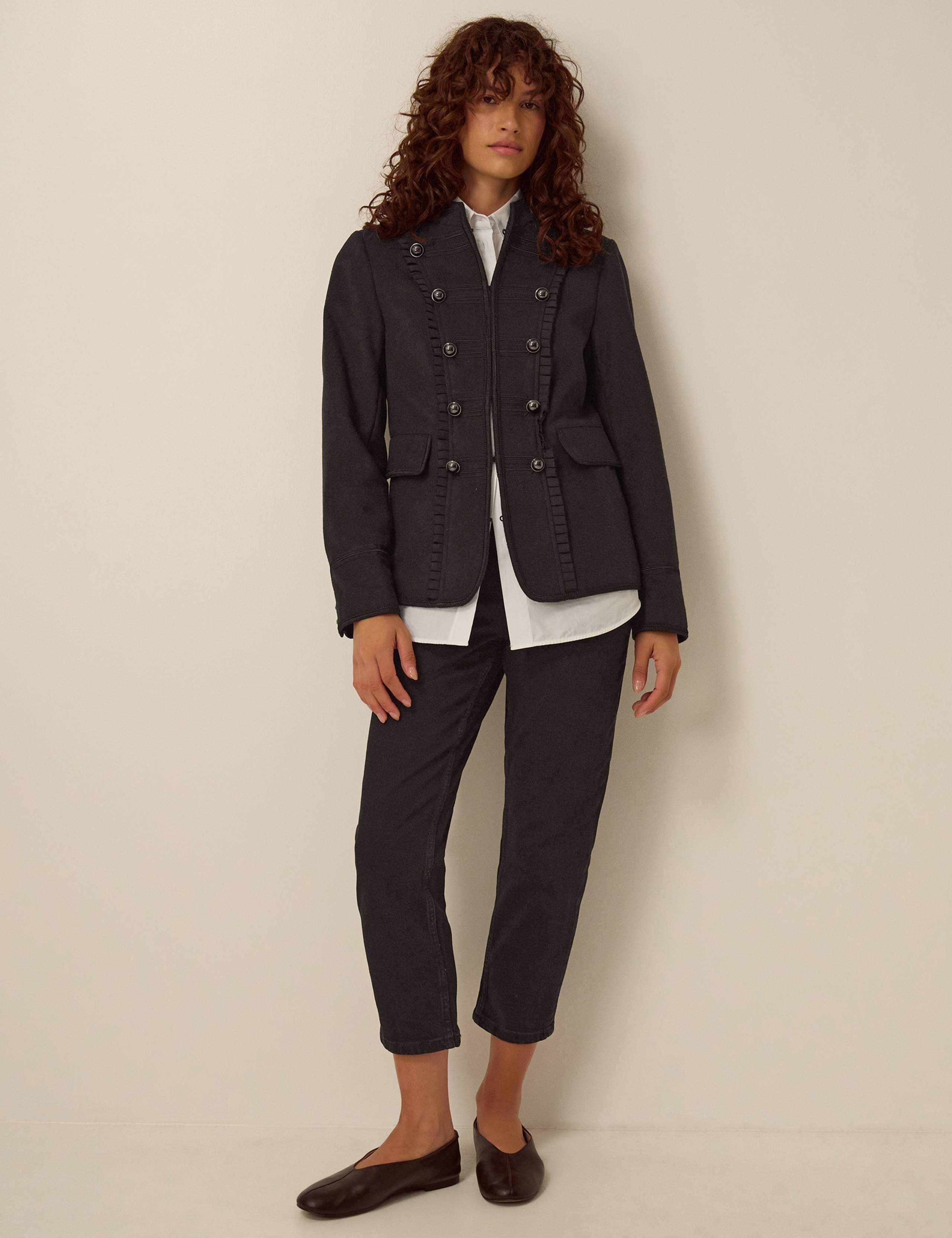 Wool Blend Military Jacket With High Neck 2 of 5