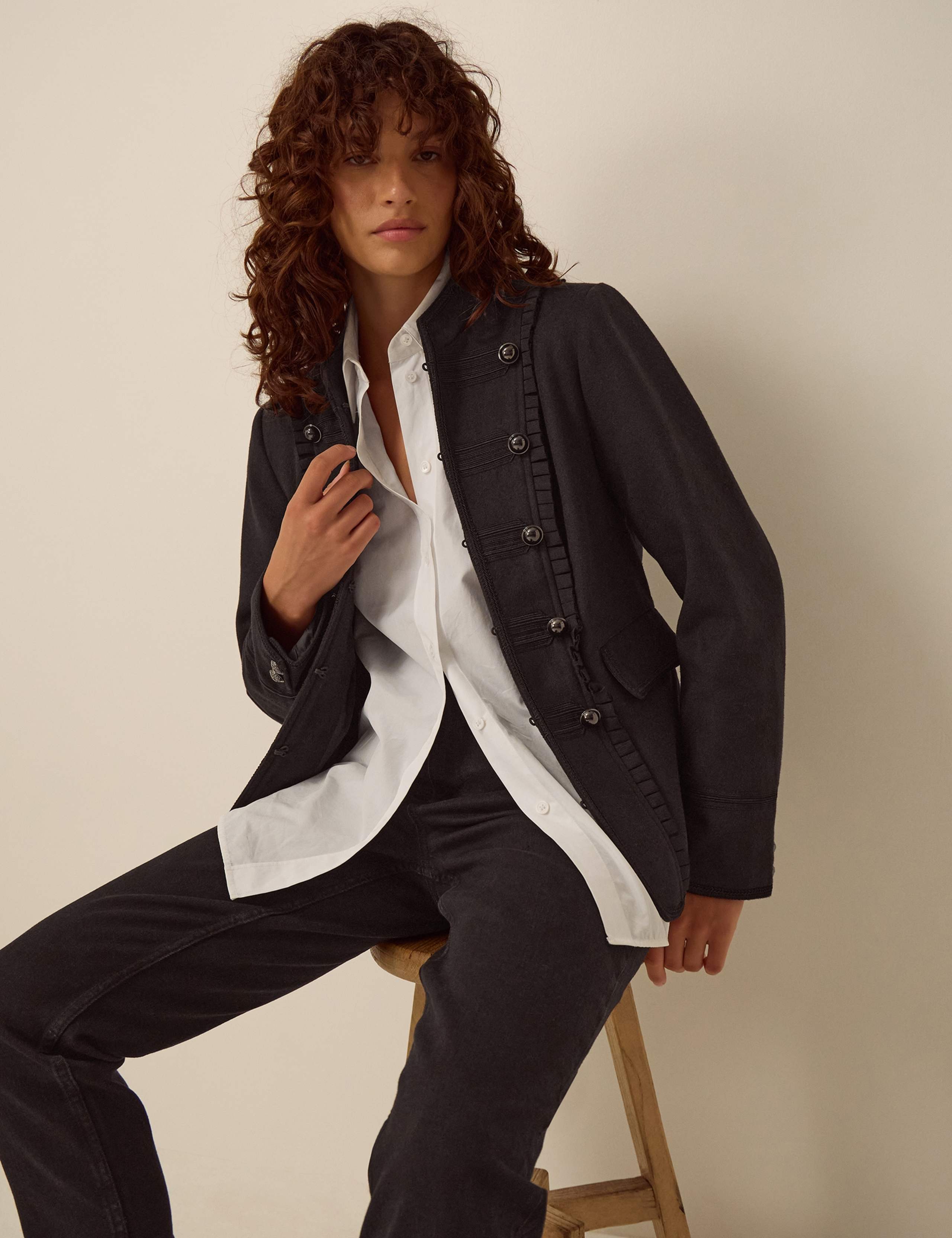 Wool Blend Military Jacket With High Neck 4 of 5
