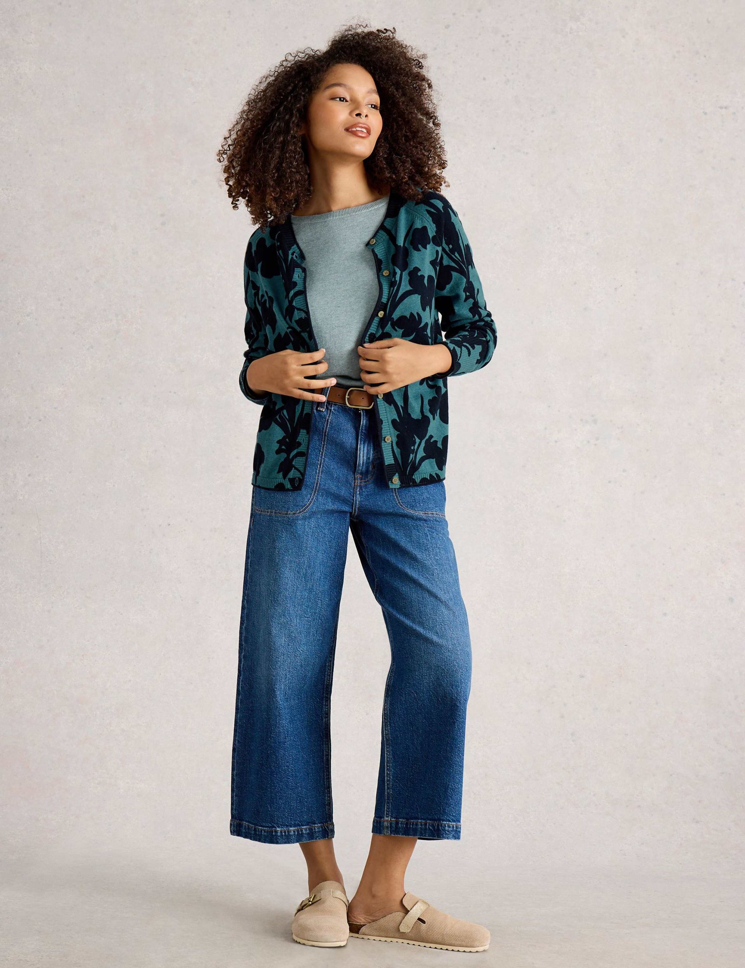 Pure Cotton Floral Cardigan 1 of 6