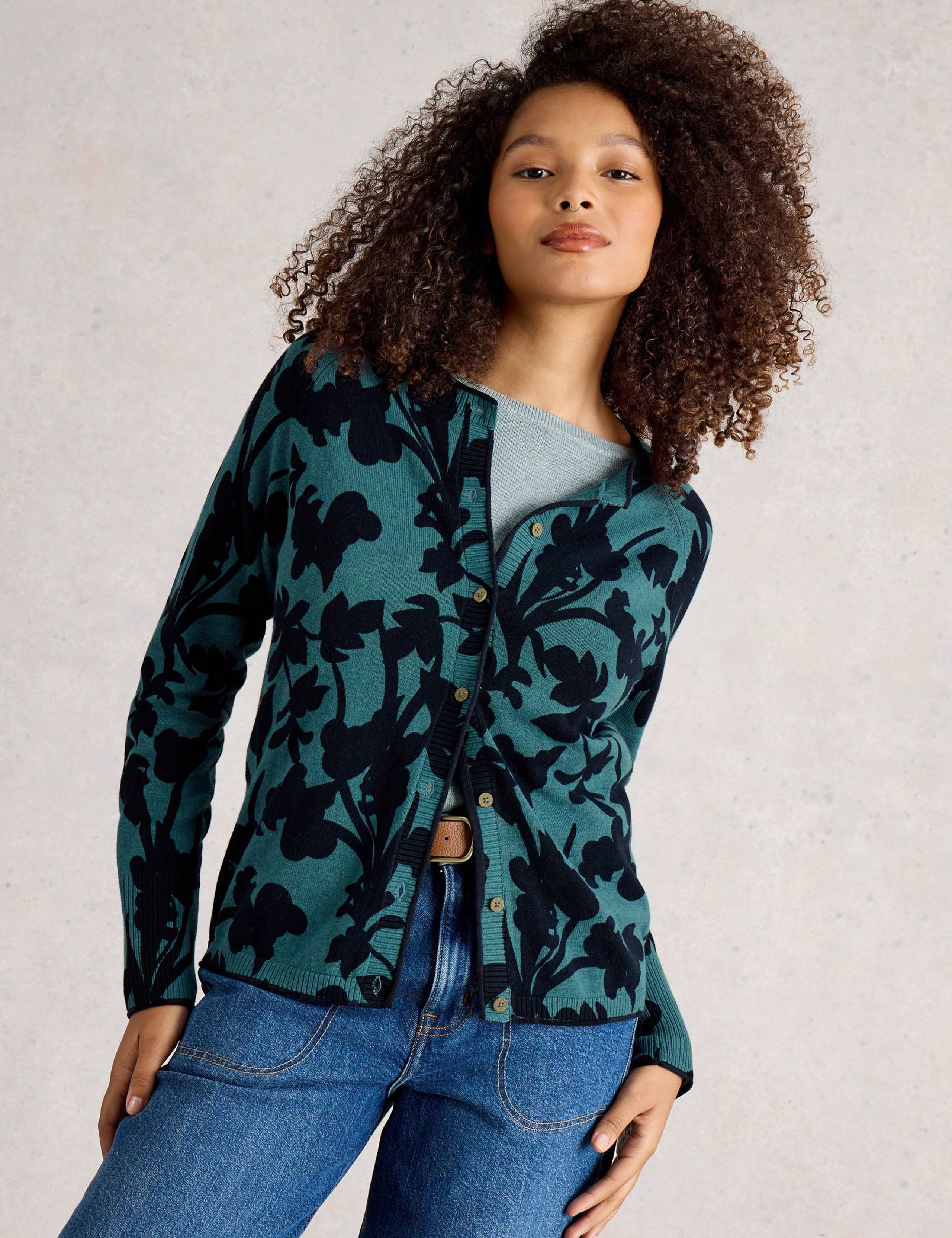 Pure Cotton Floral Cardigan 3 of 6