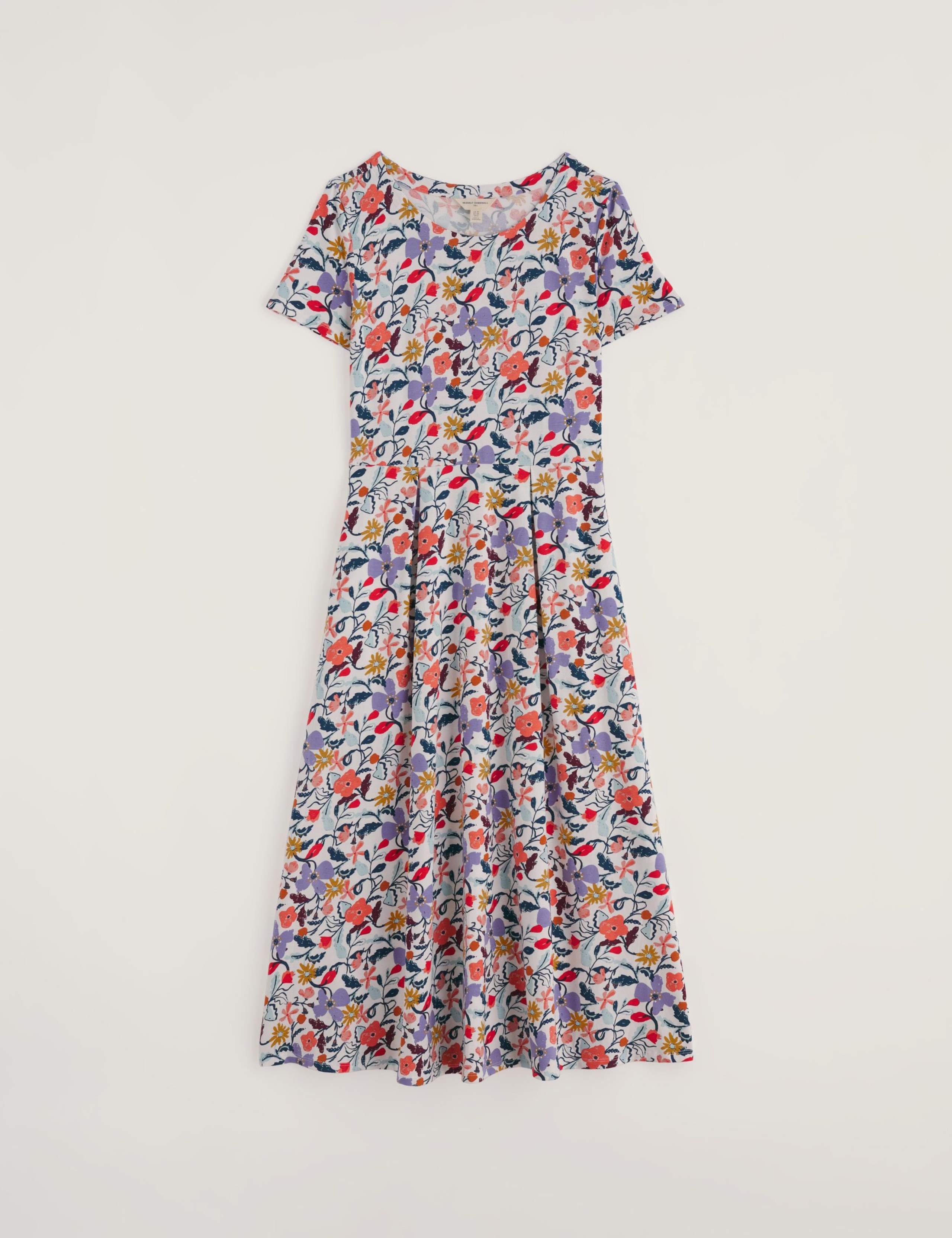 Cotton Rich Jersey Floral Midi Waisted Dress 2 of 5