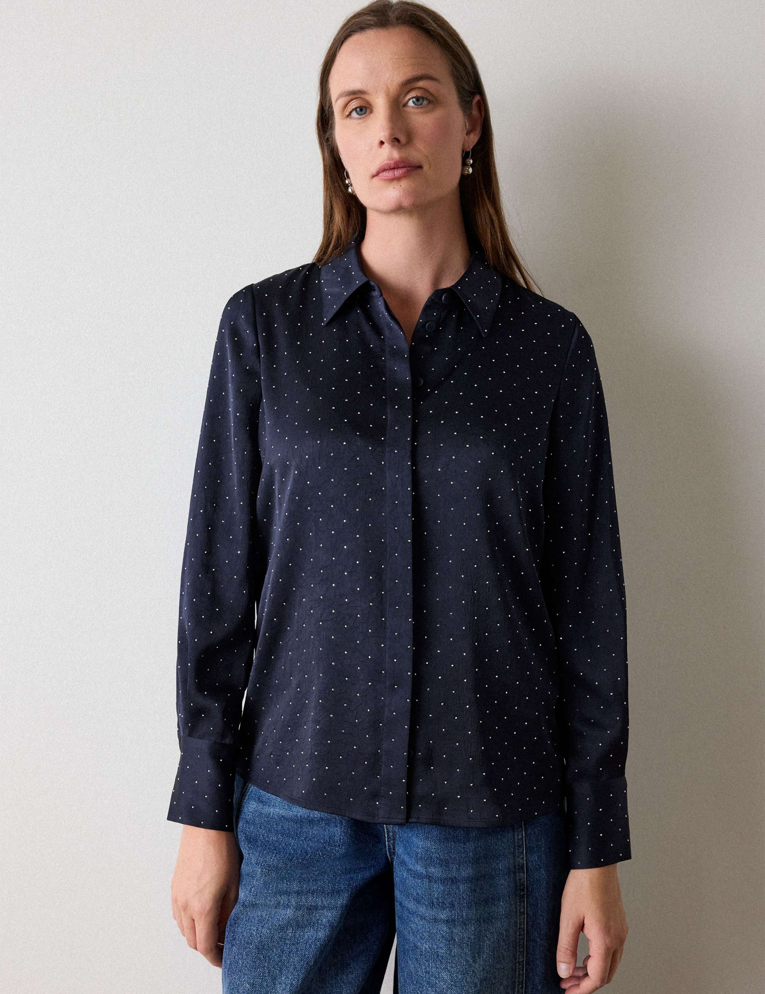 Satin Embellished Collared Shirt 3 of 6