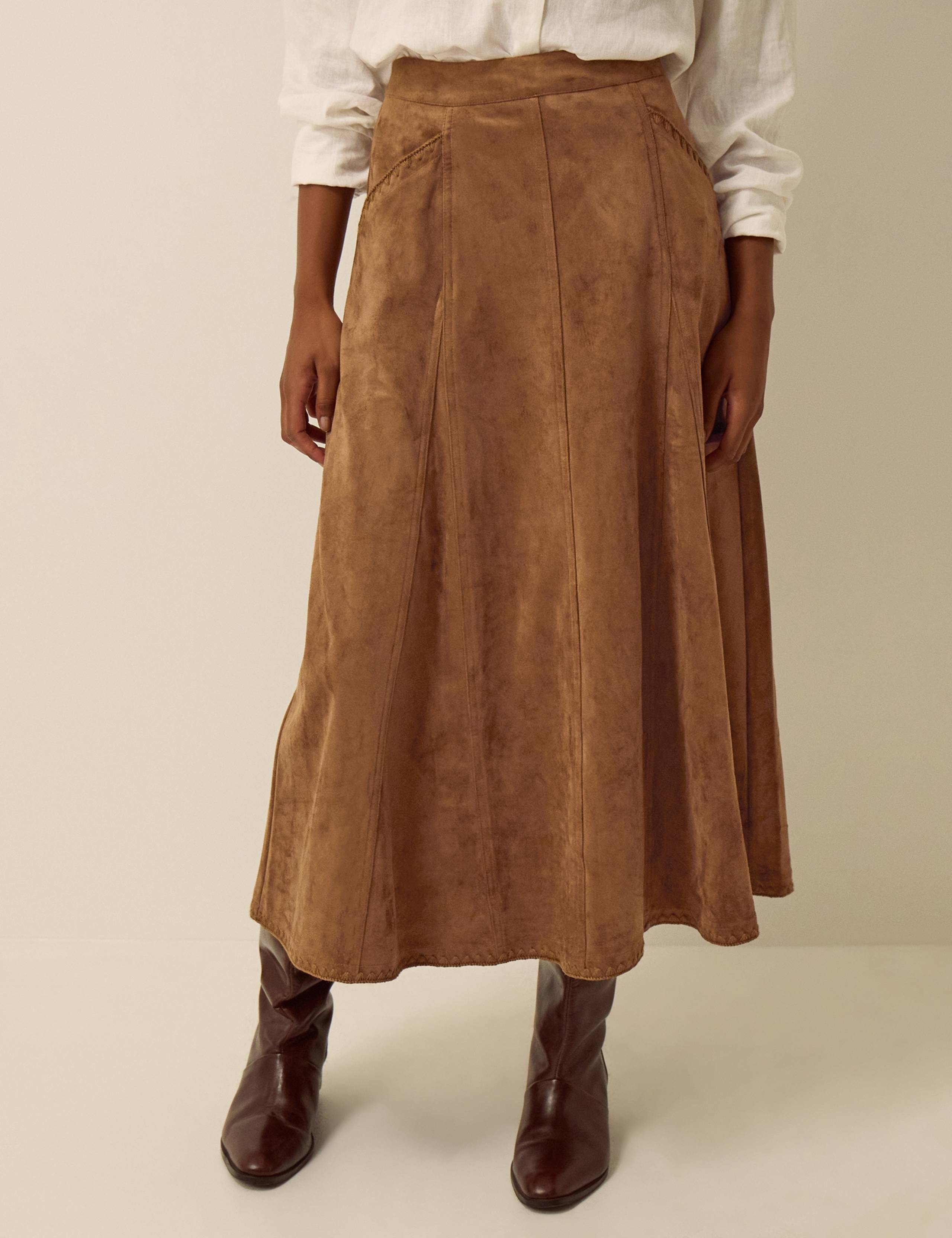 Suedette Midi A-Line Skirt 1 of 4