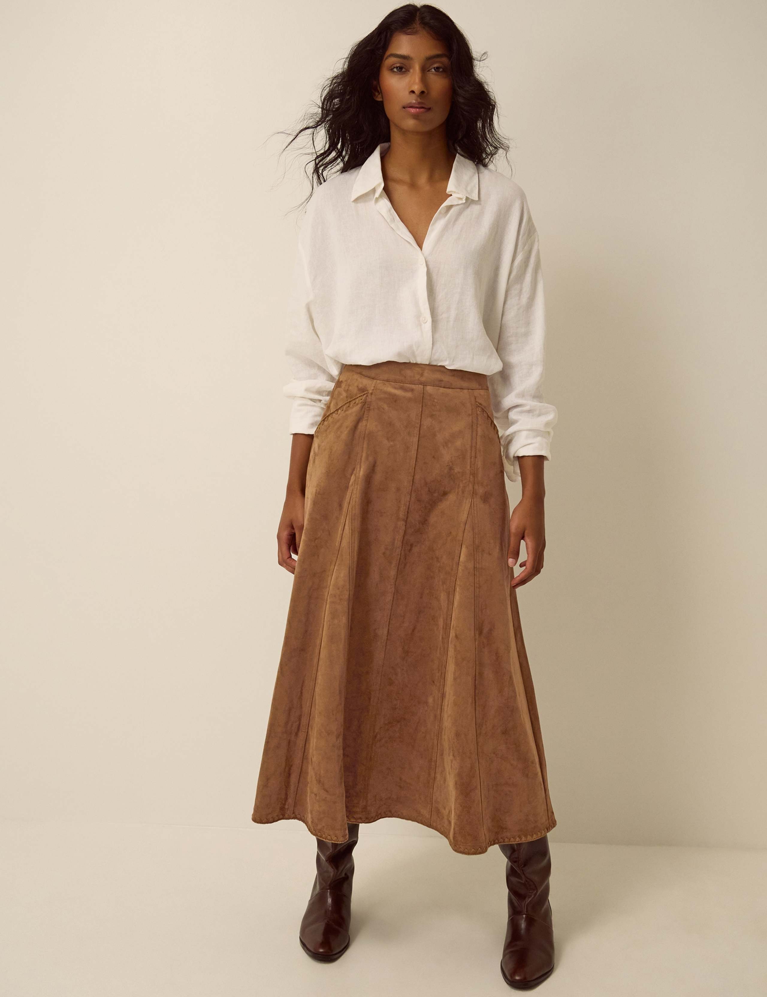 Suedette Midi A-Line Skirt 2 of 4