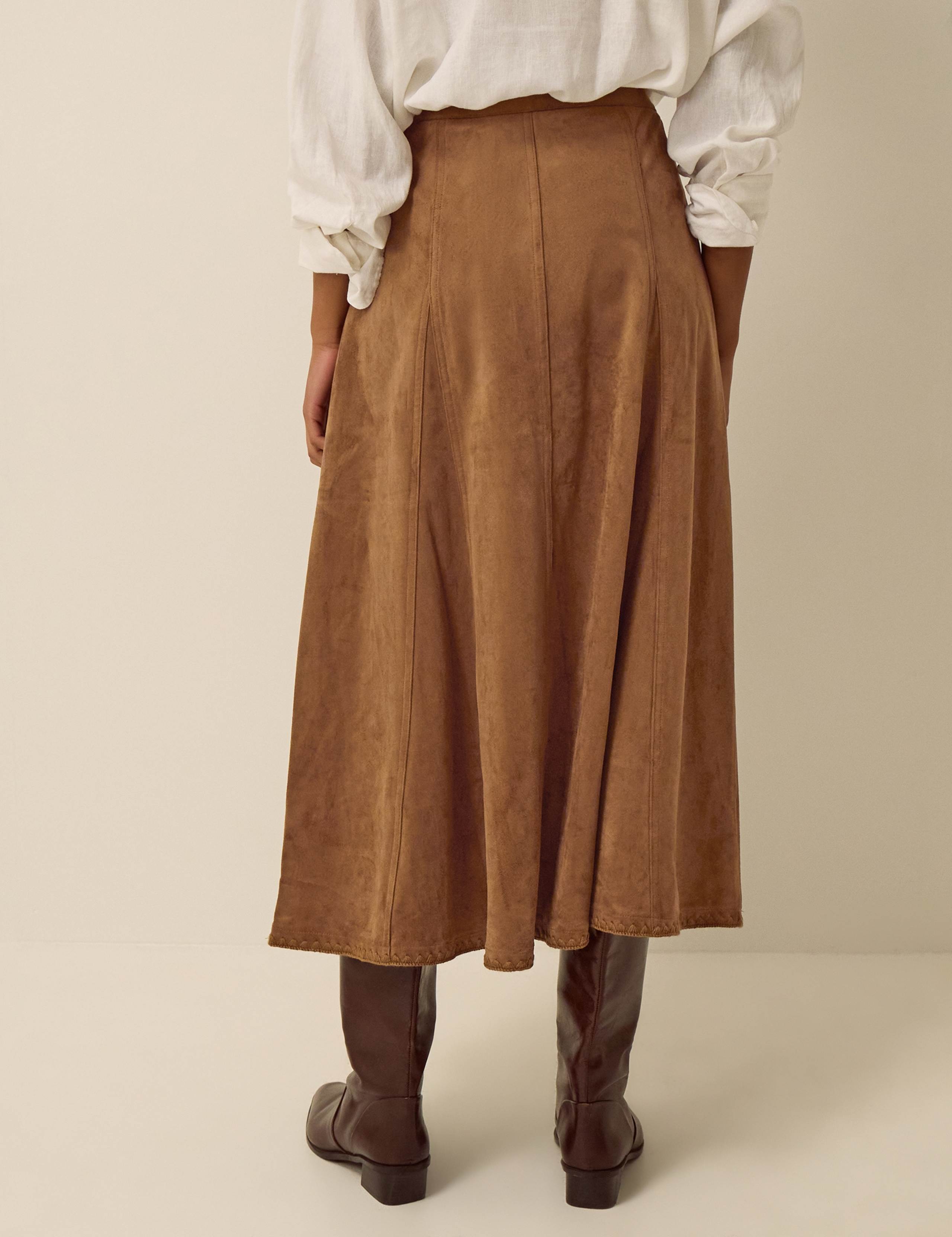 Suedette Midi A-Line Skirt 3 of 4