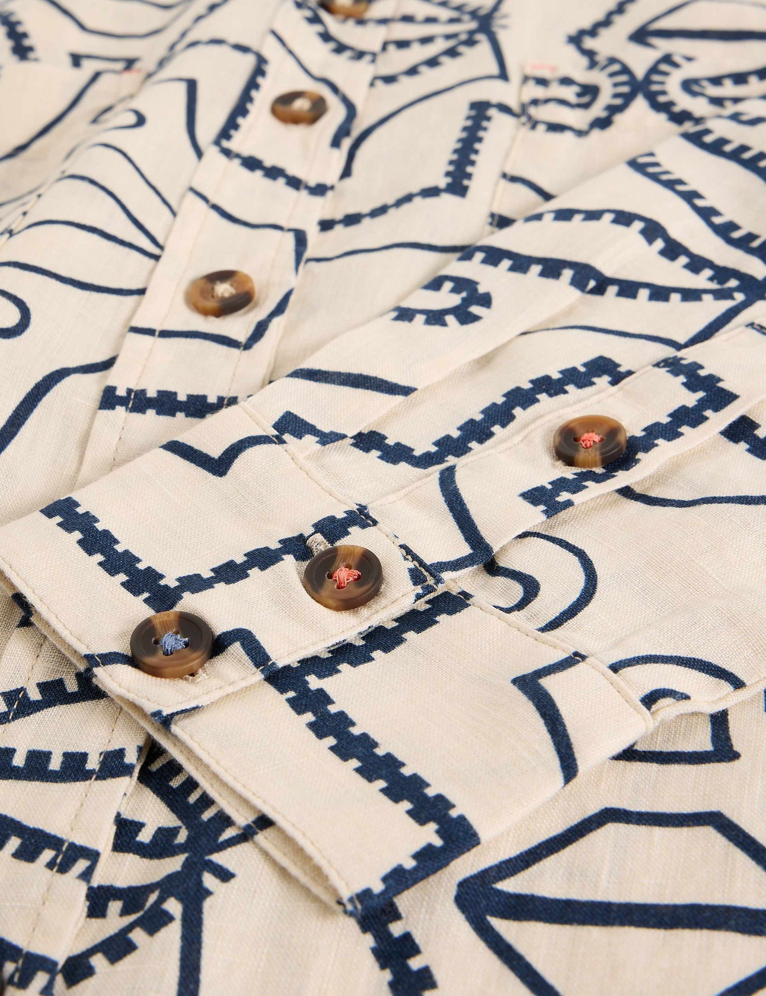 Pure Linen Printed Button Through Shirt 4 of 6