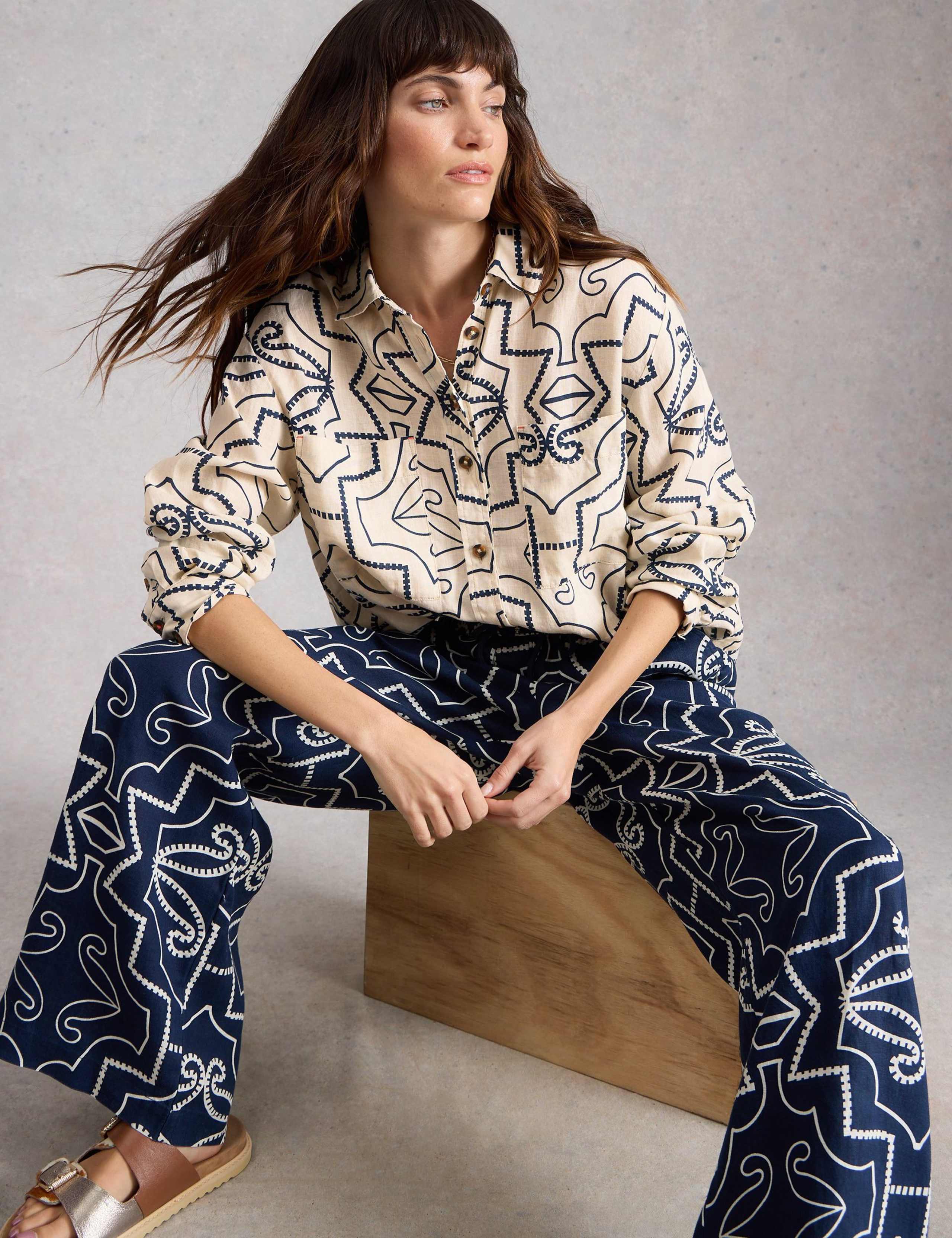 Pure Linen Printed Button Through Shirt 6 of 6