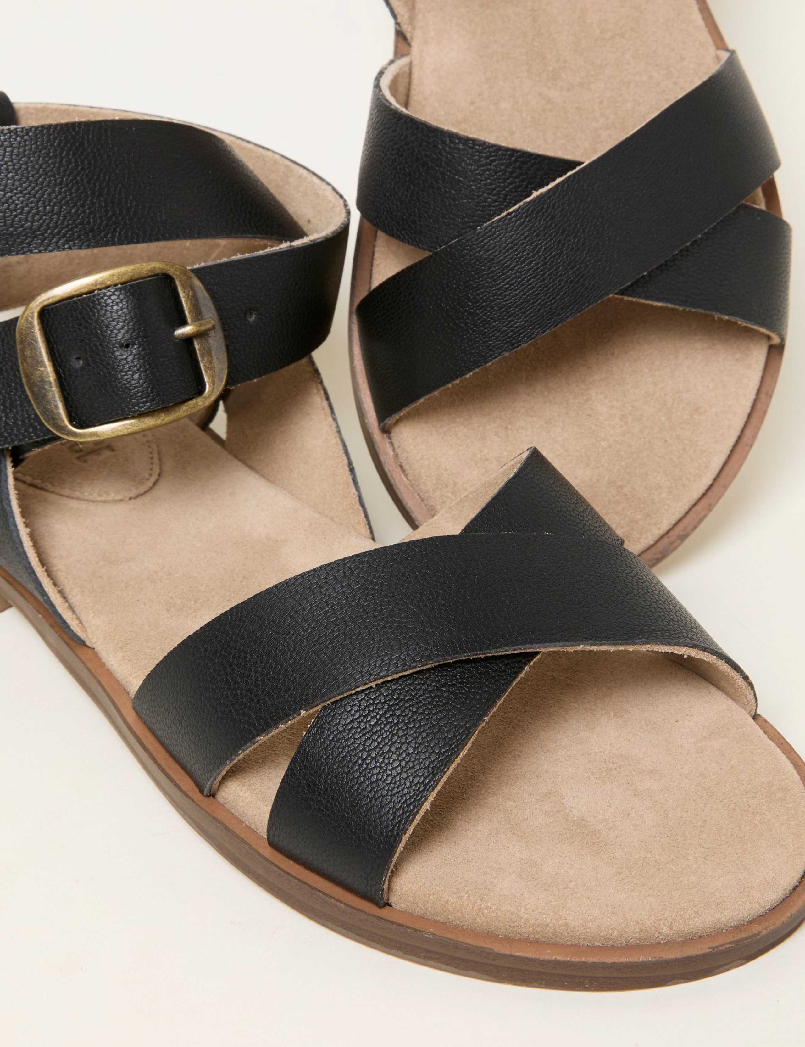 Leather Crossover Flatform Gladiator Sandals 3 of 3