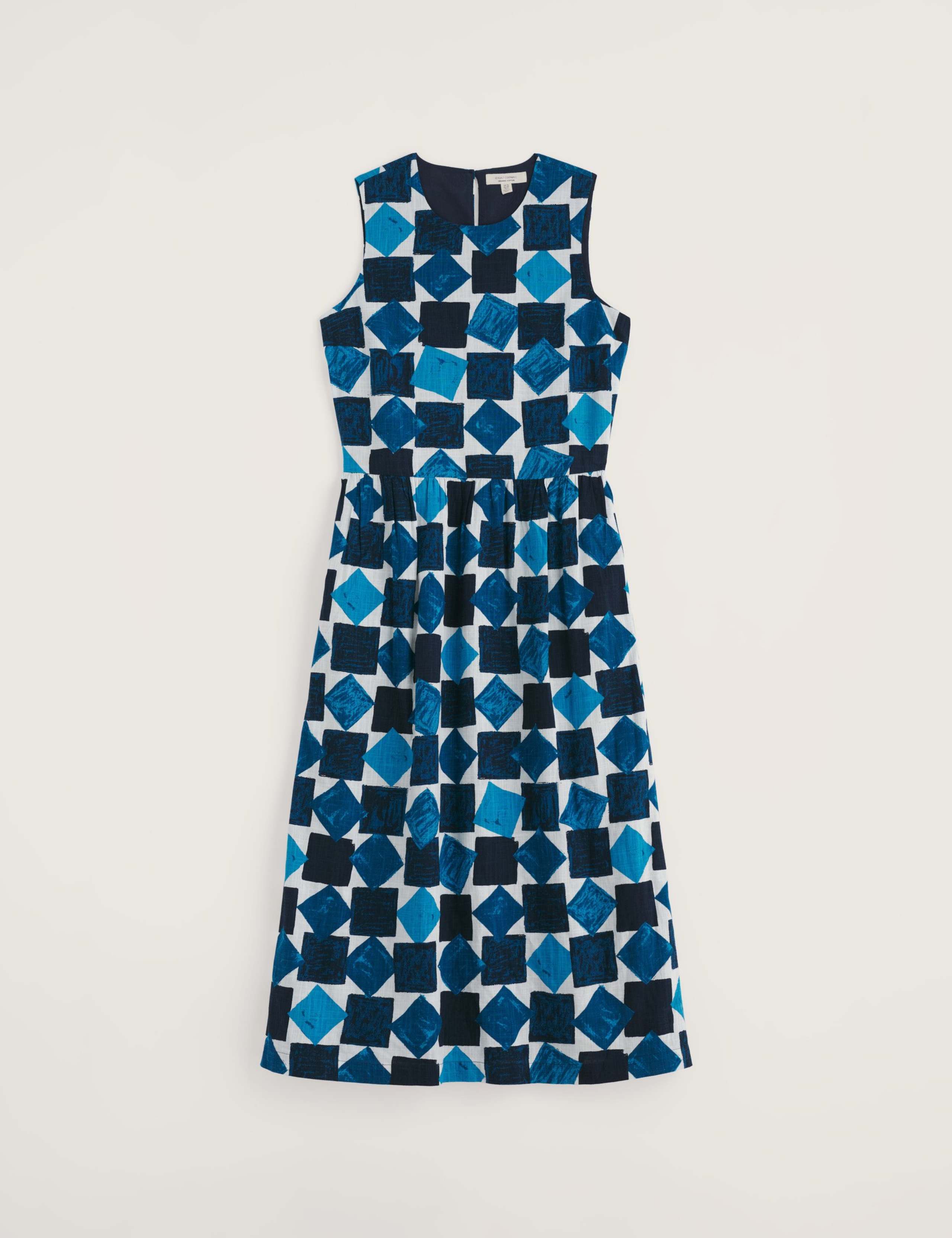 Pure Cotton Geometric Midaxi Waisted Dress 2 of 5
