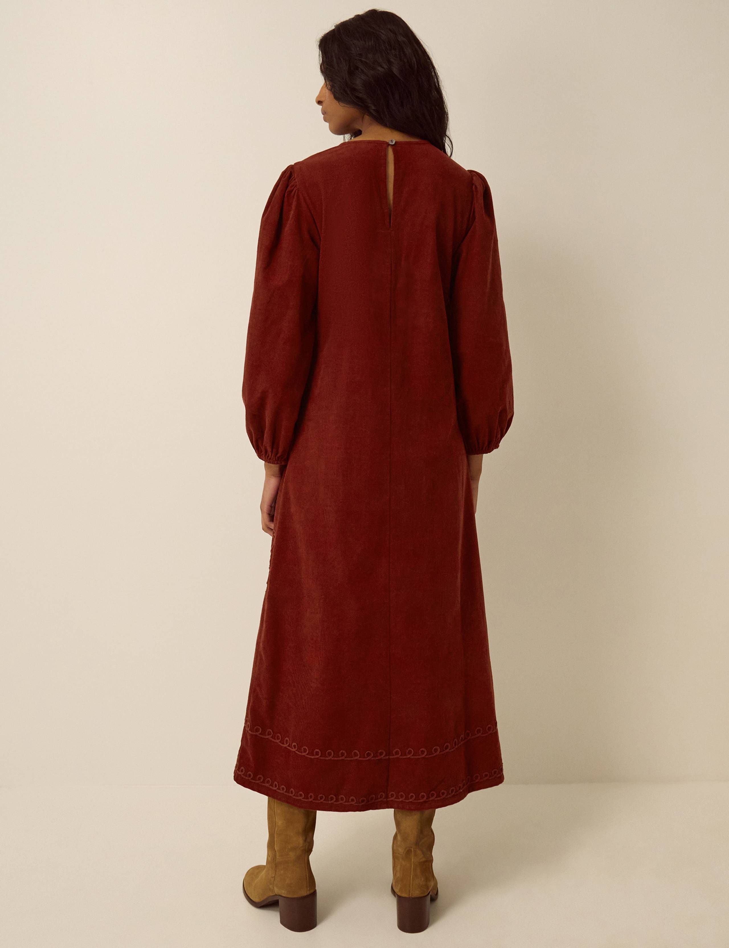 Pure Cotton Cord Embroidered Smock Dress 3 of 4