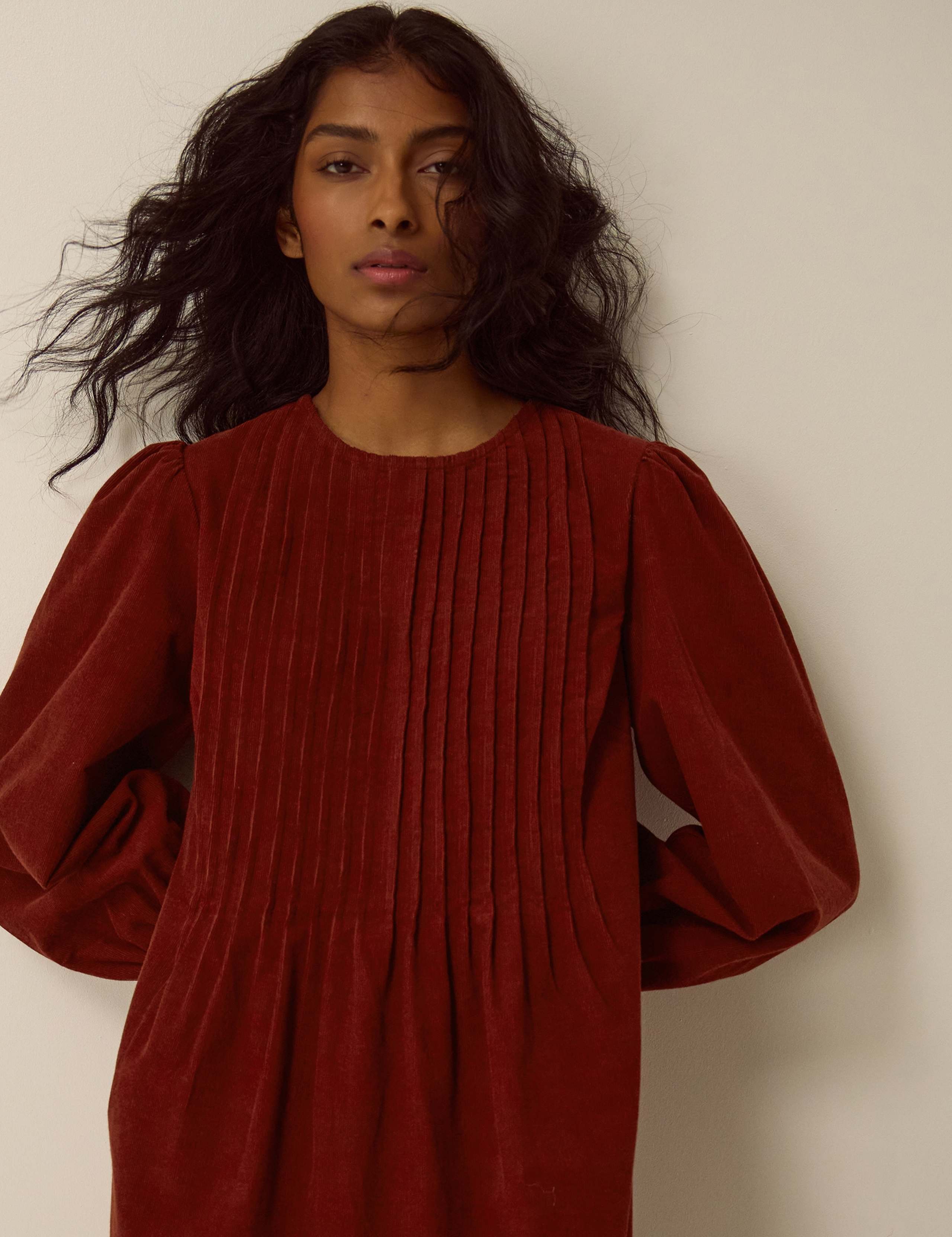 Pure Cotton Cord Embroidered Smock Dress 4 of 4