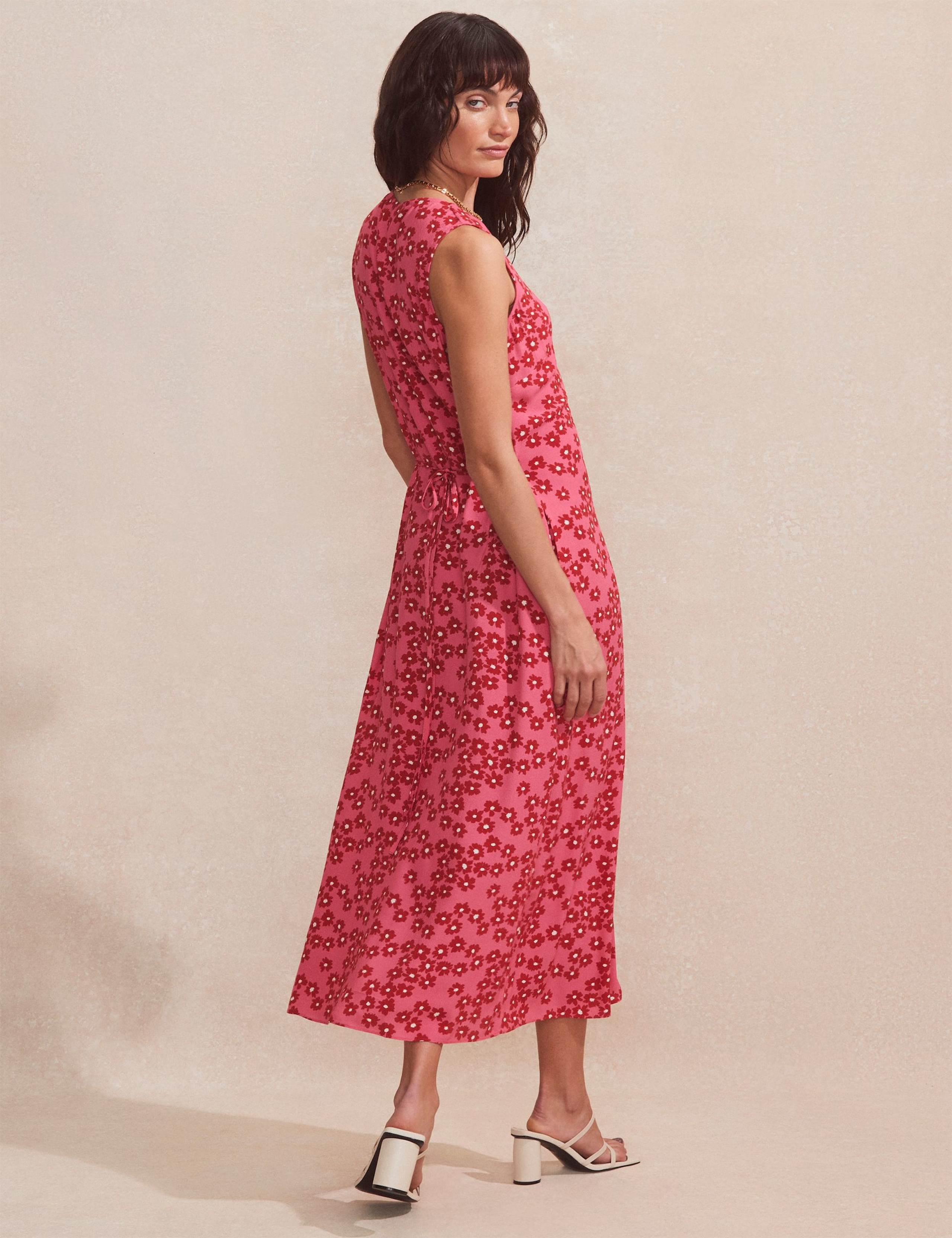 Floral Tie Detail Midi Tea Dress 2 of 4