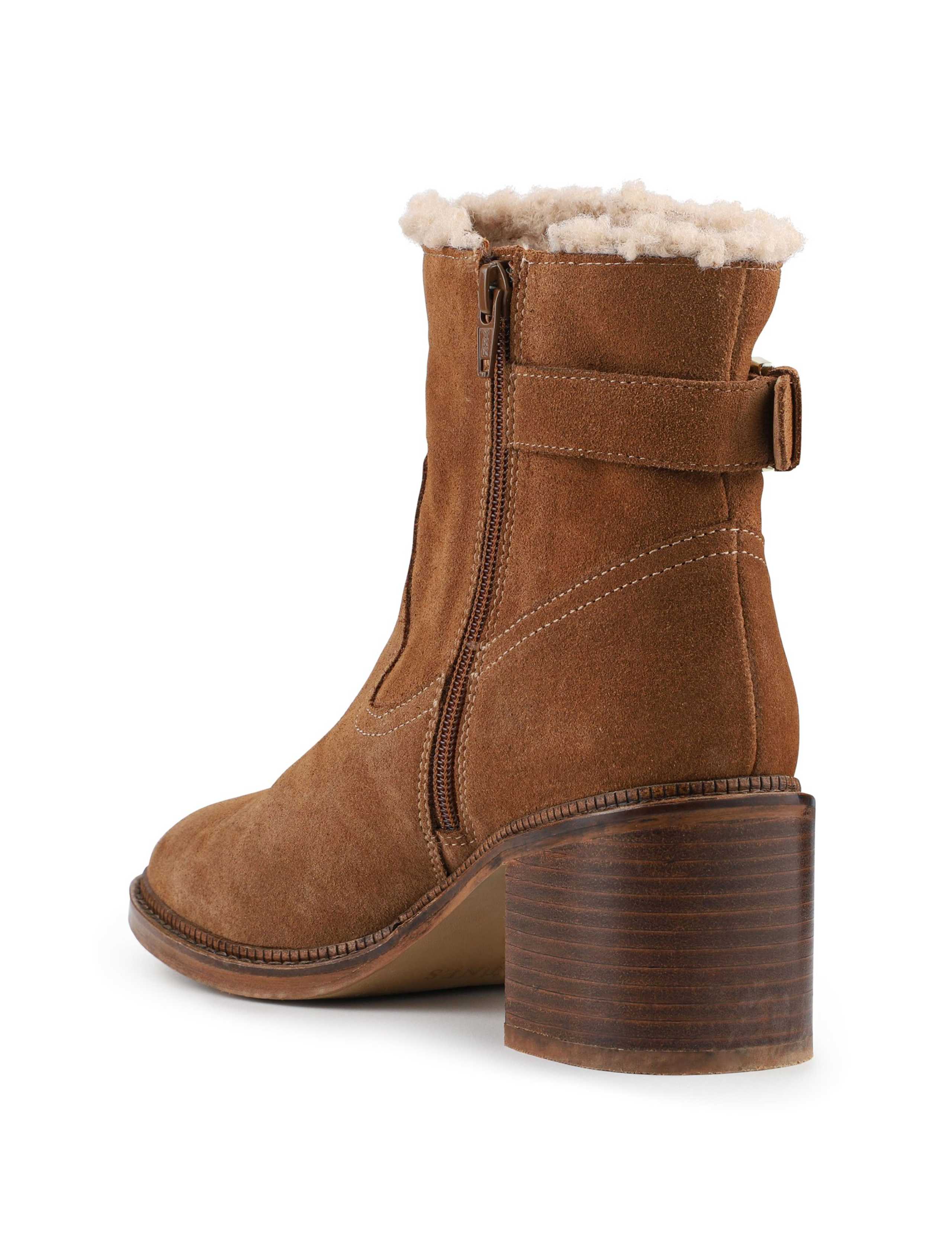 Leather Buckle Block Heel Ankle Boots 6 of 7