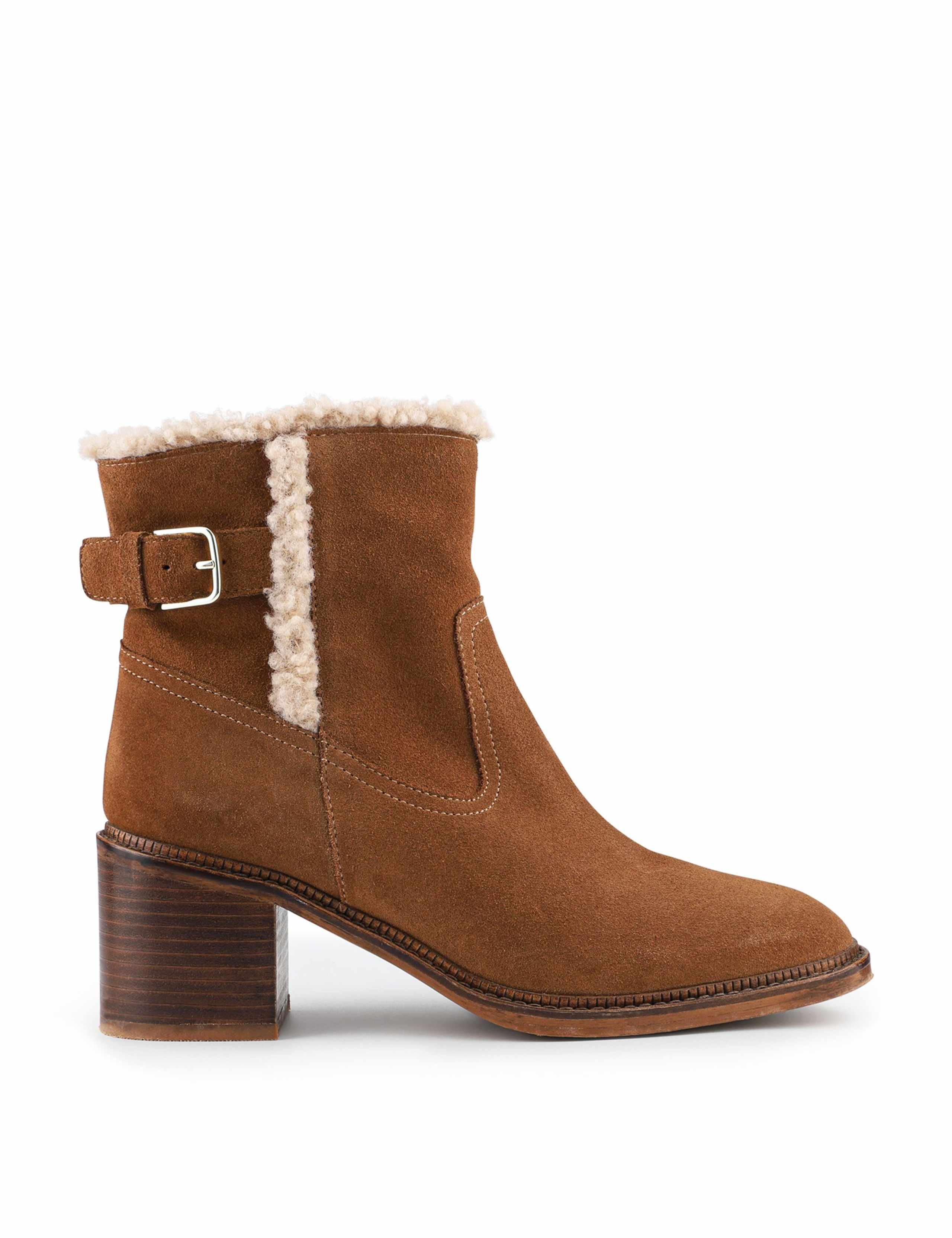 Leather Buckle Block Heel Ankle Boots 2 of 7