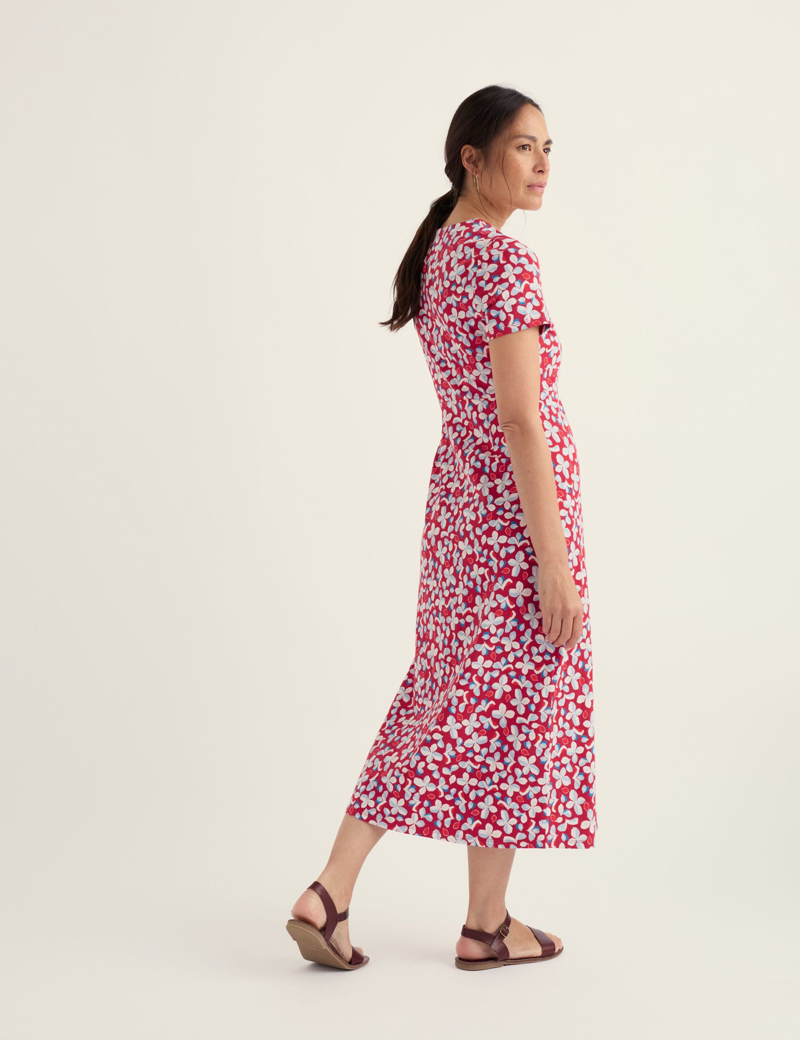Pure Cotton Floral Midi Waisted Dress 3 of 5