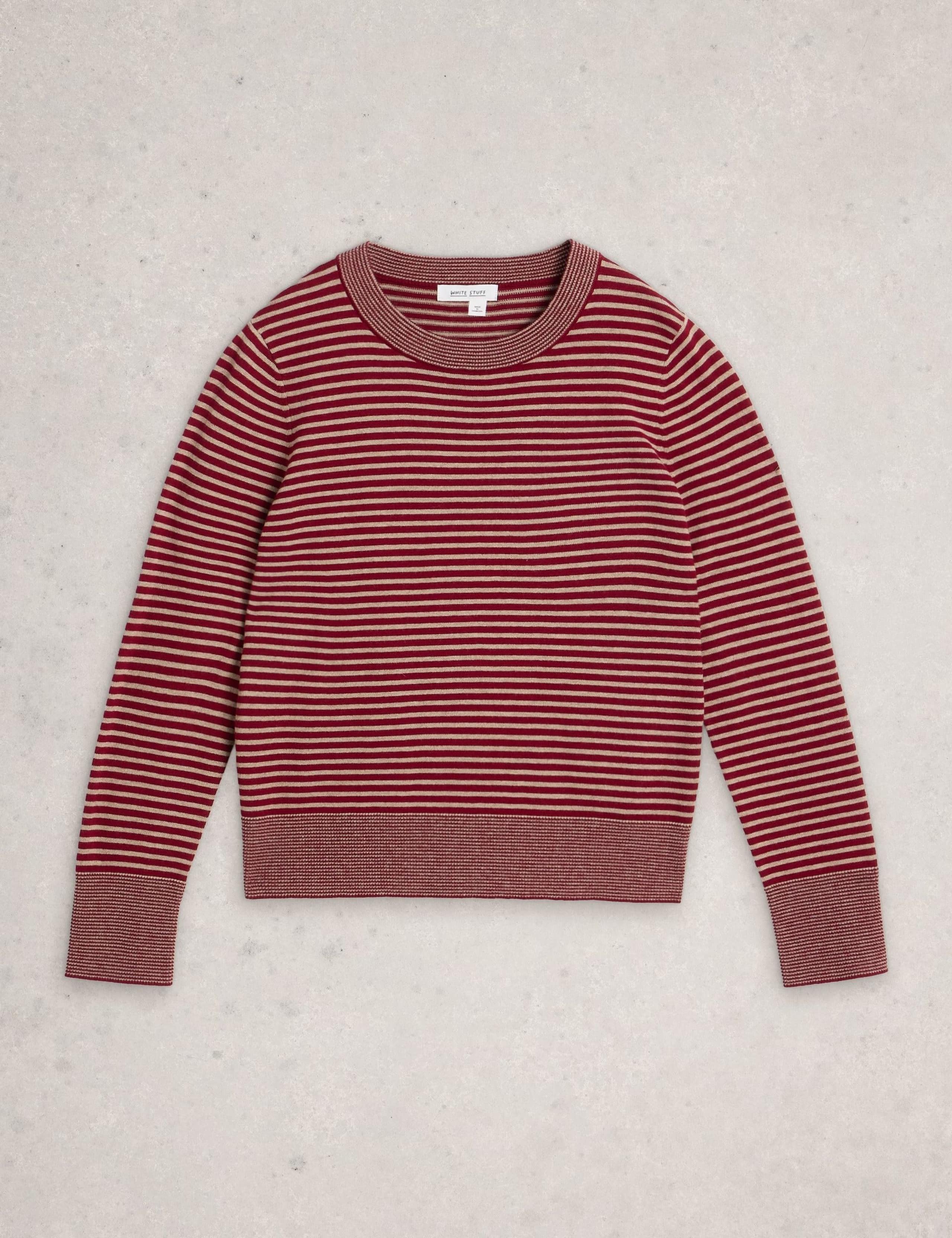 Merino Wool Blend Striped Crew Neck Jumper 2 of 6