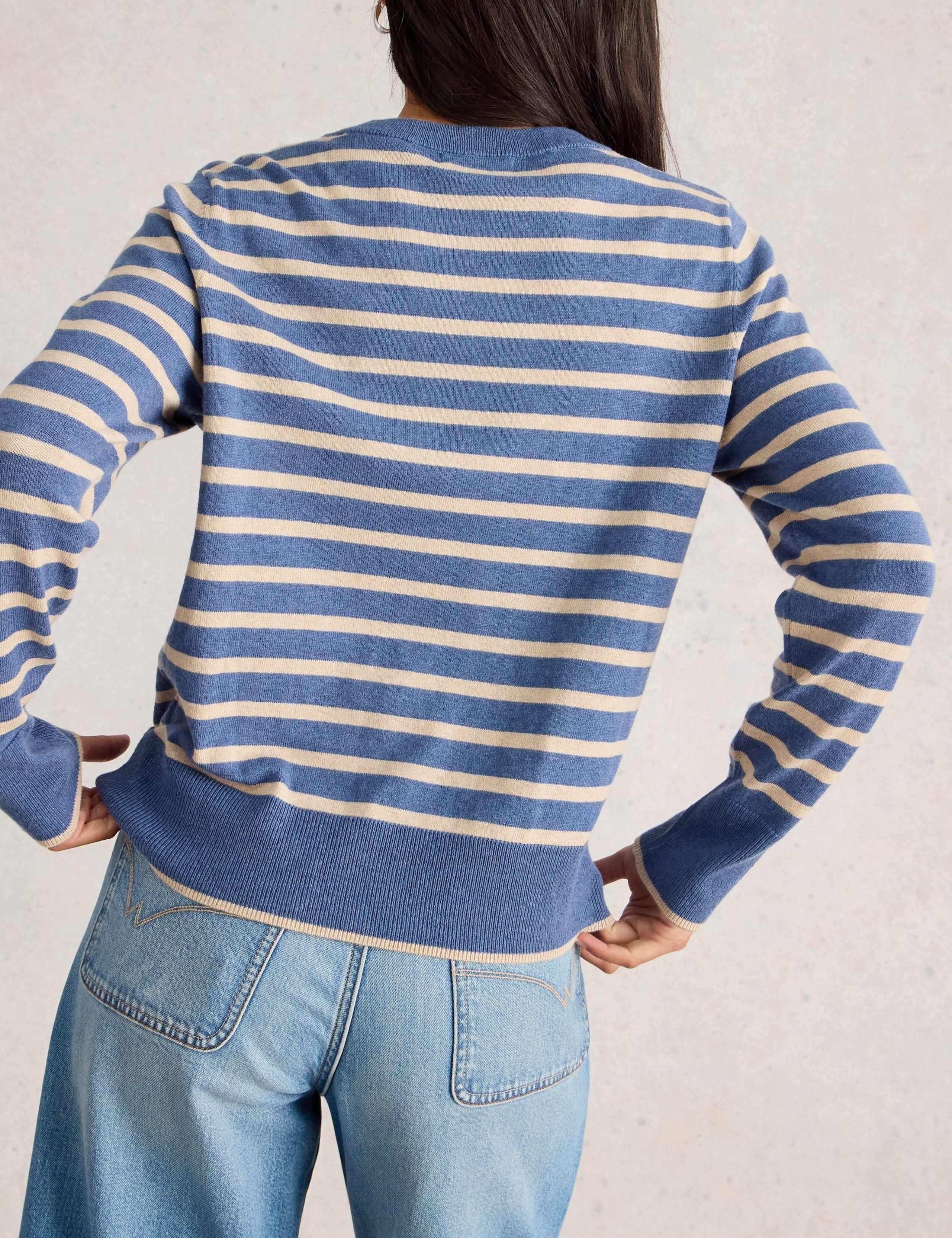 Merino Wool Blend Striped Crew Neck Jumper 5 of 6