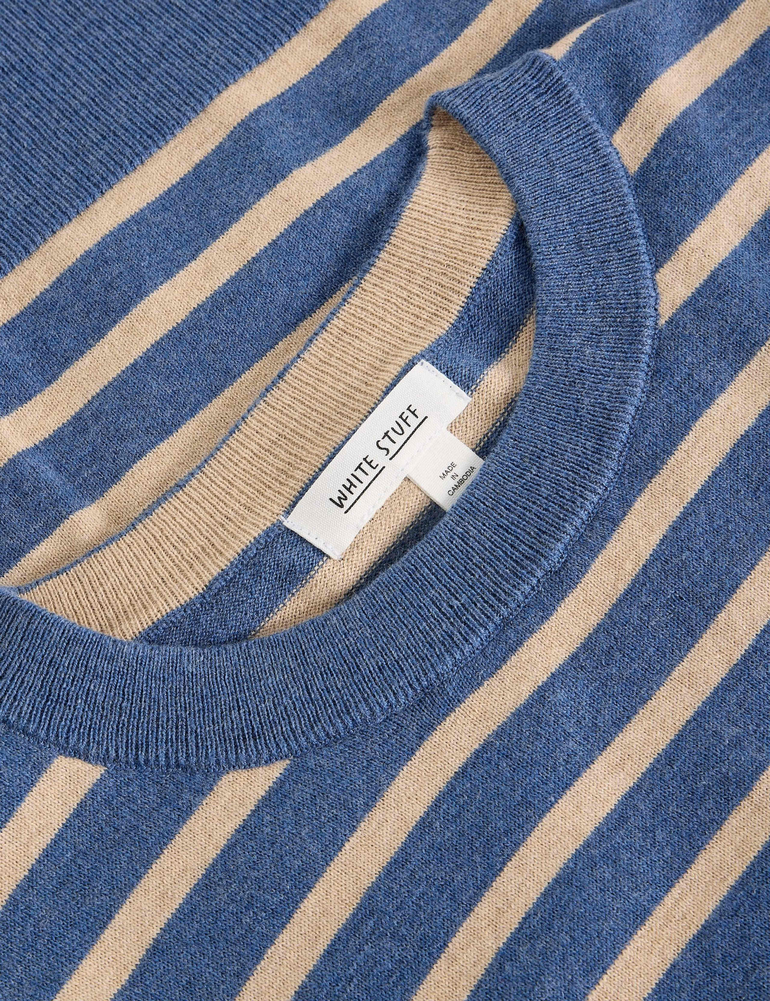 Merino Wool Blend Striped Crew Neck Jumper 6 of 6