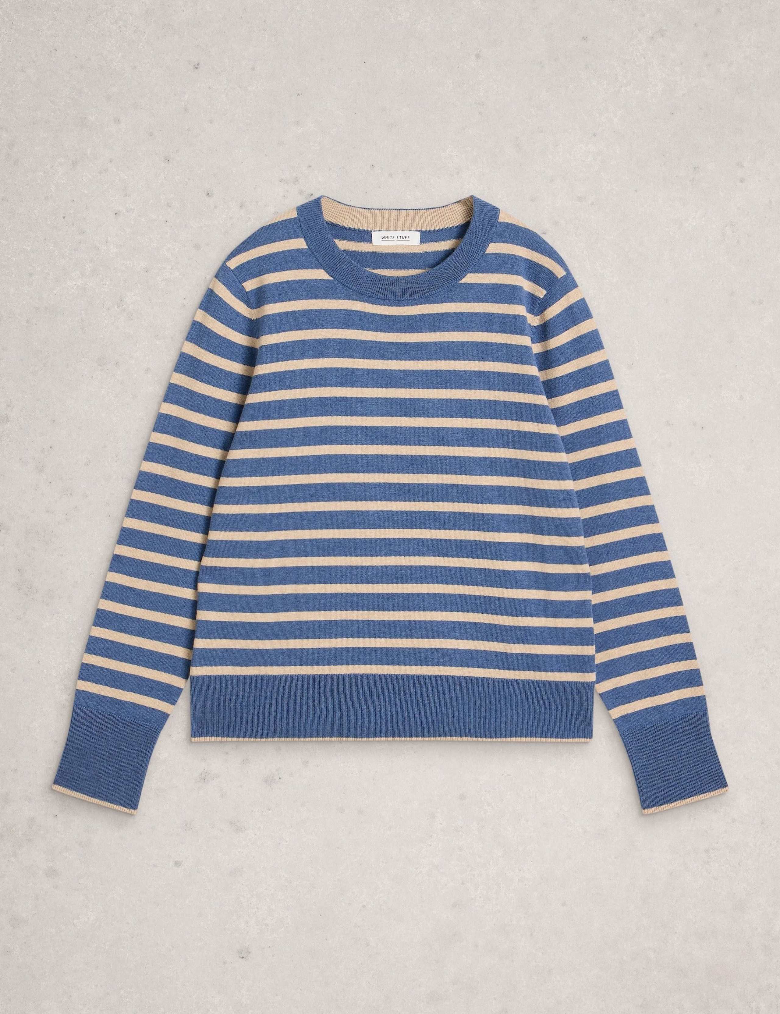 Merino Wool Blend Striped Crew Neck Jumper 2 of 6