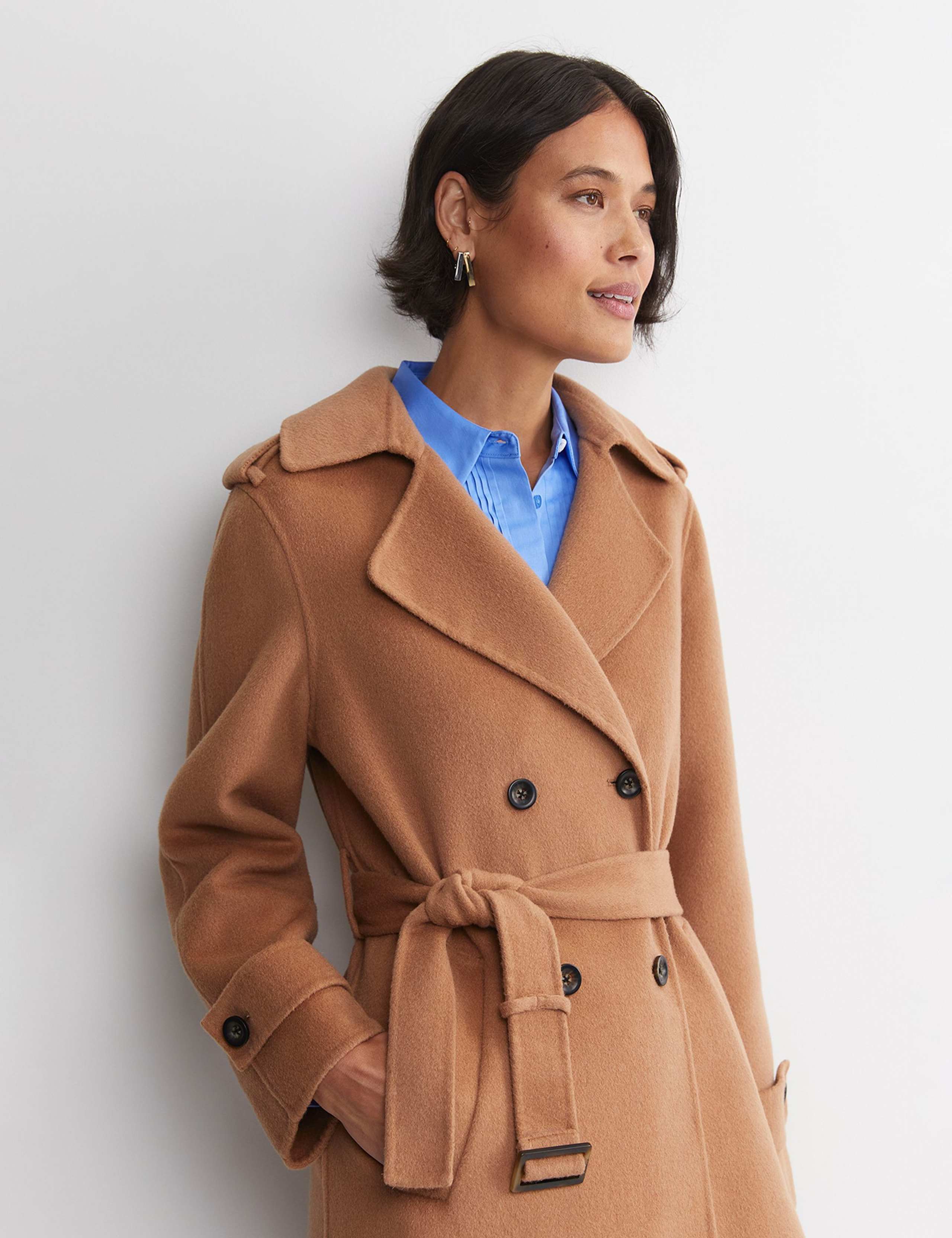 Wool Rich Double Breasted Longline Trench Coat 3 of 7