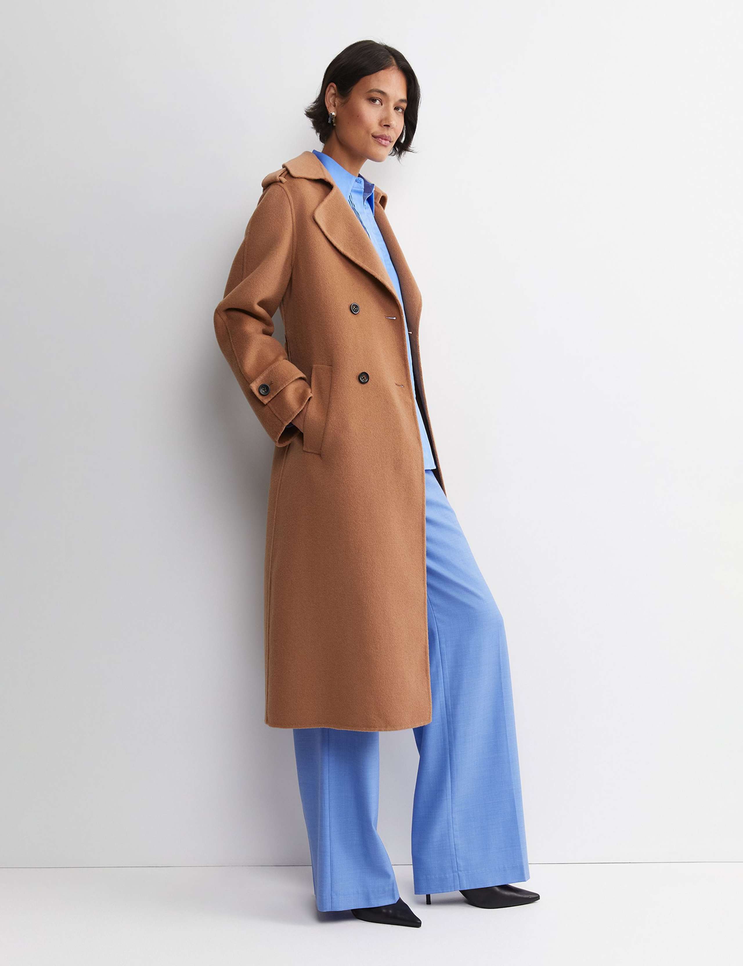 Wool Rich Double Breasted Longline Trench Coat 4 of 7