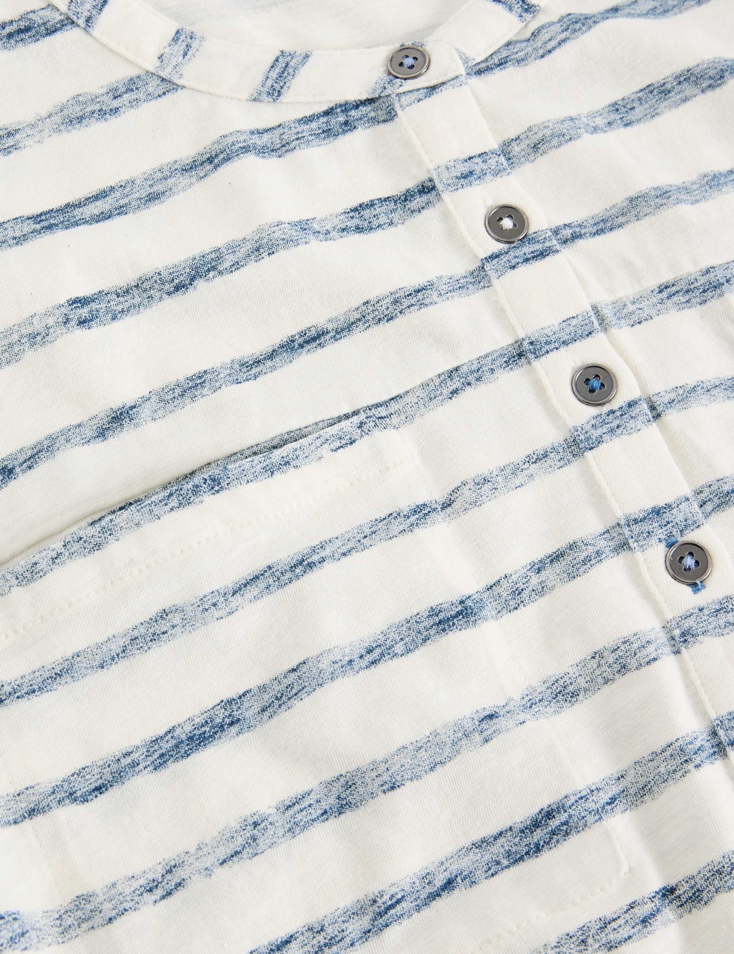 Pure Cotton Striped Collarless Shirt 6 of 6