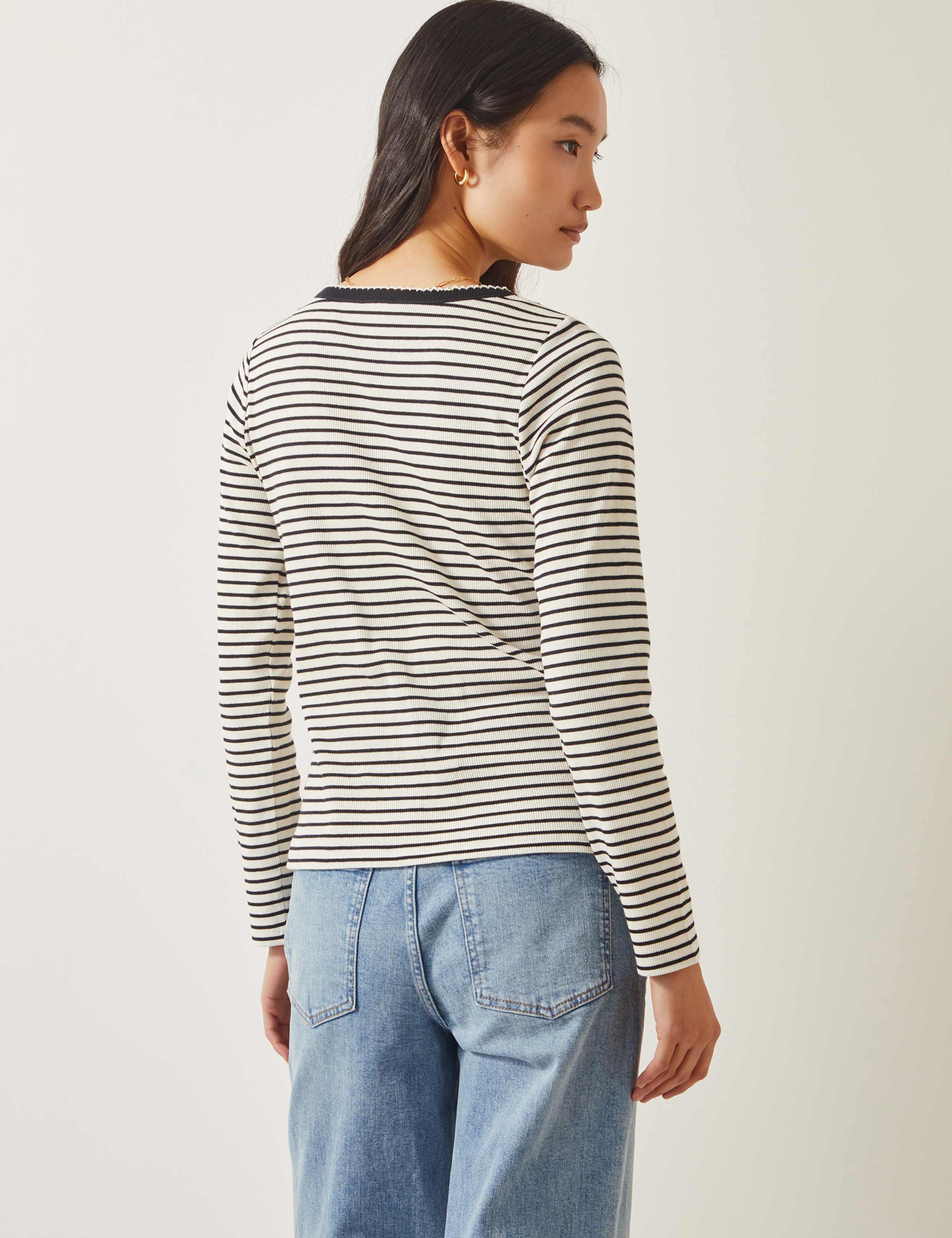 Cotton Rich Striped Button Through Top 4 of 4