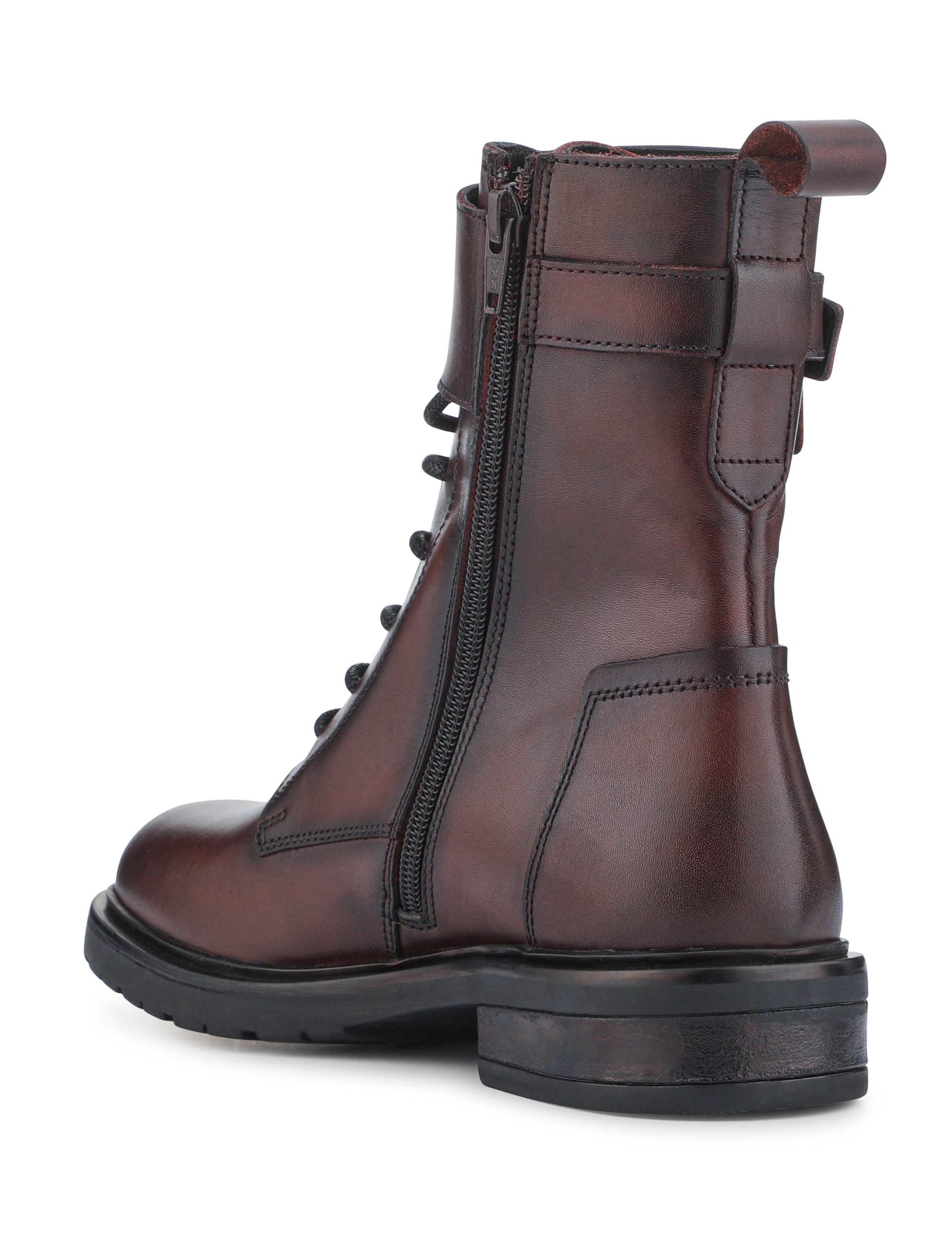 Leather Military Style Lace-Up Ankle Boots 5 of 6