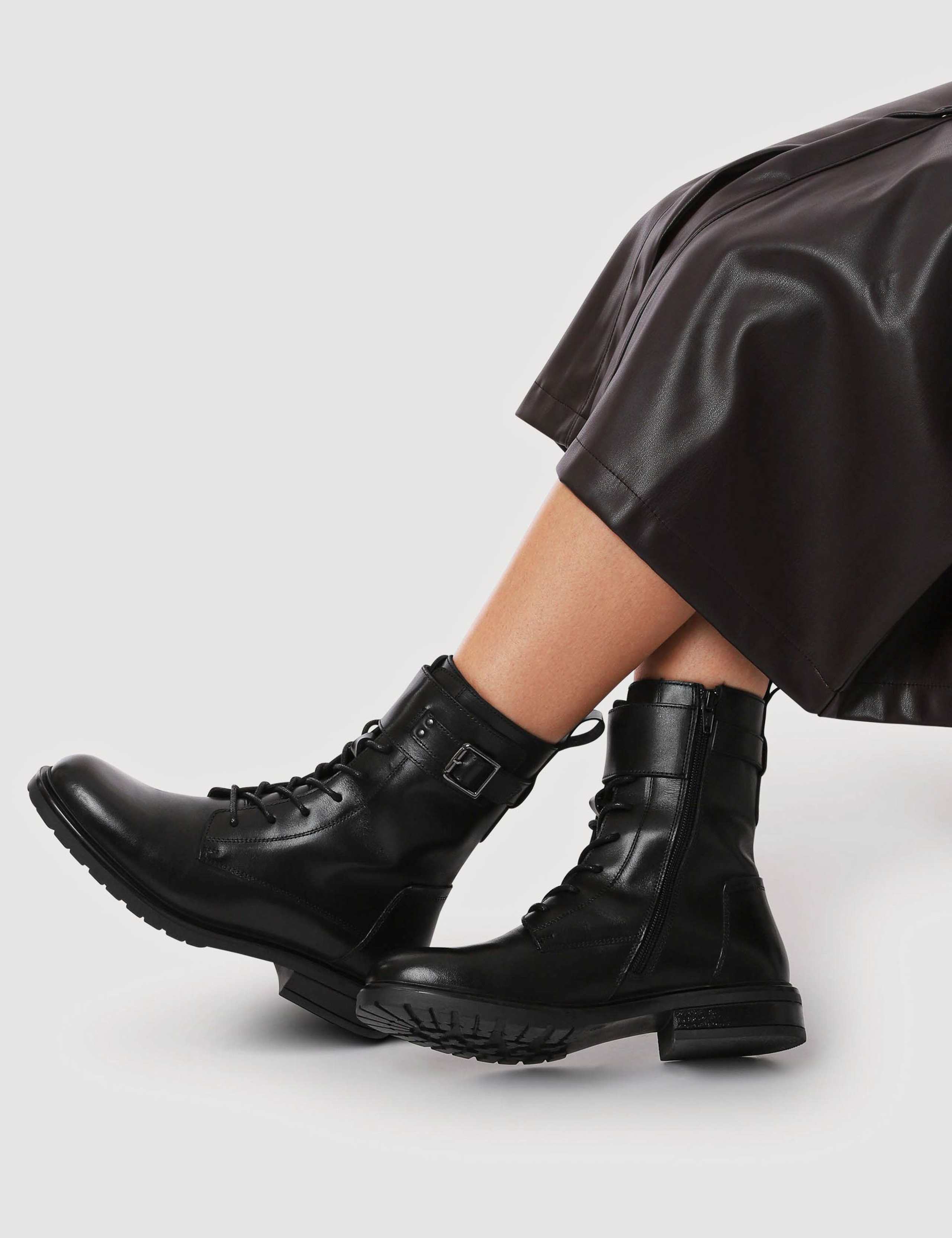 Leather Military Style Lace-Up Ankle Boots 2 of 6