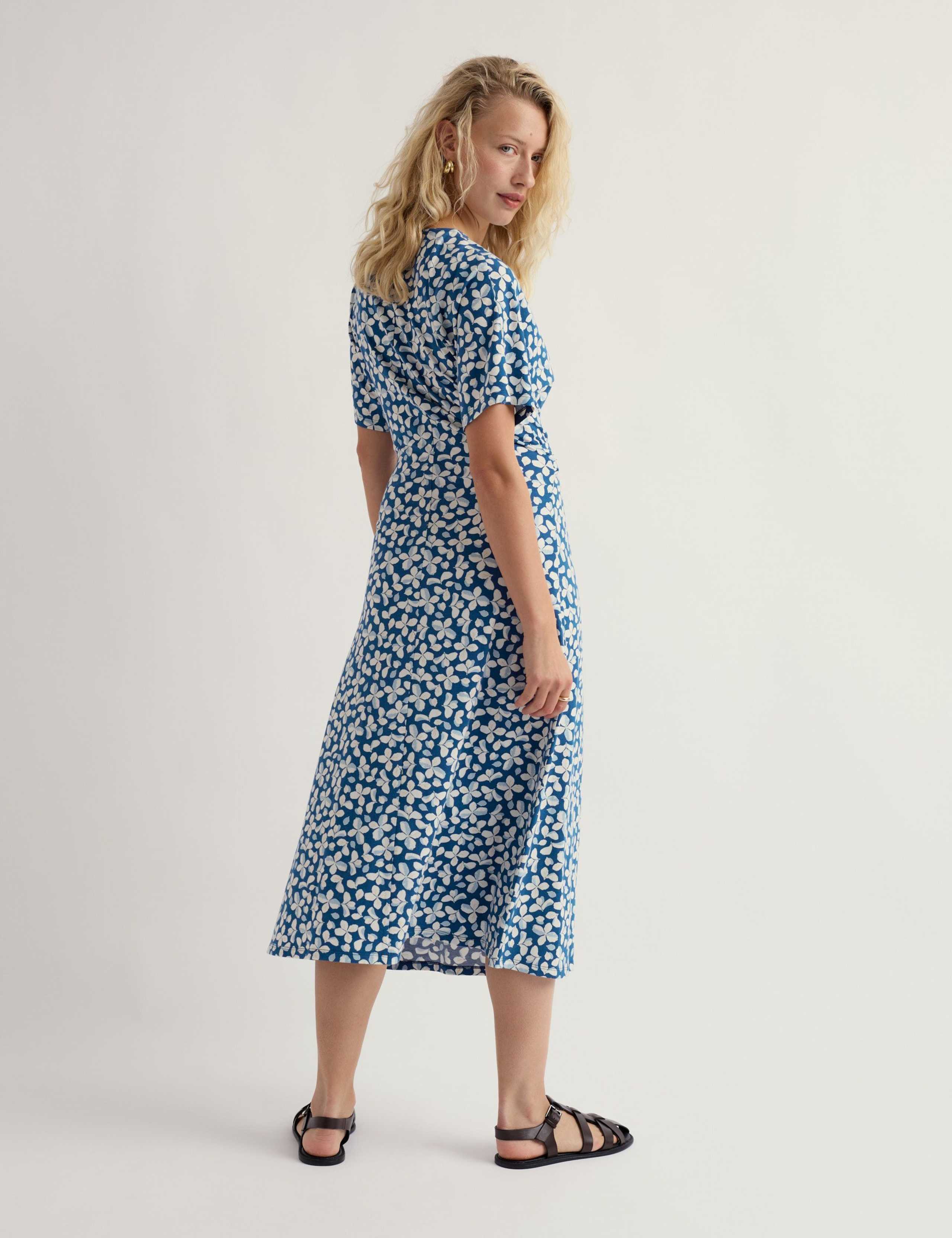 Cotton Rich Floral Twist Front Midi Tea Dress 3 of 5