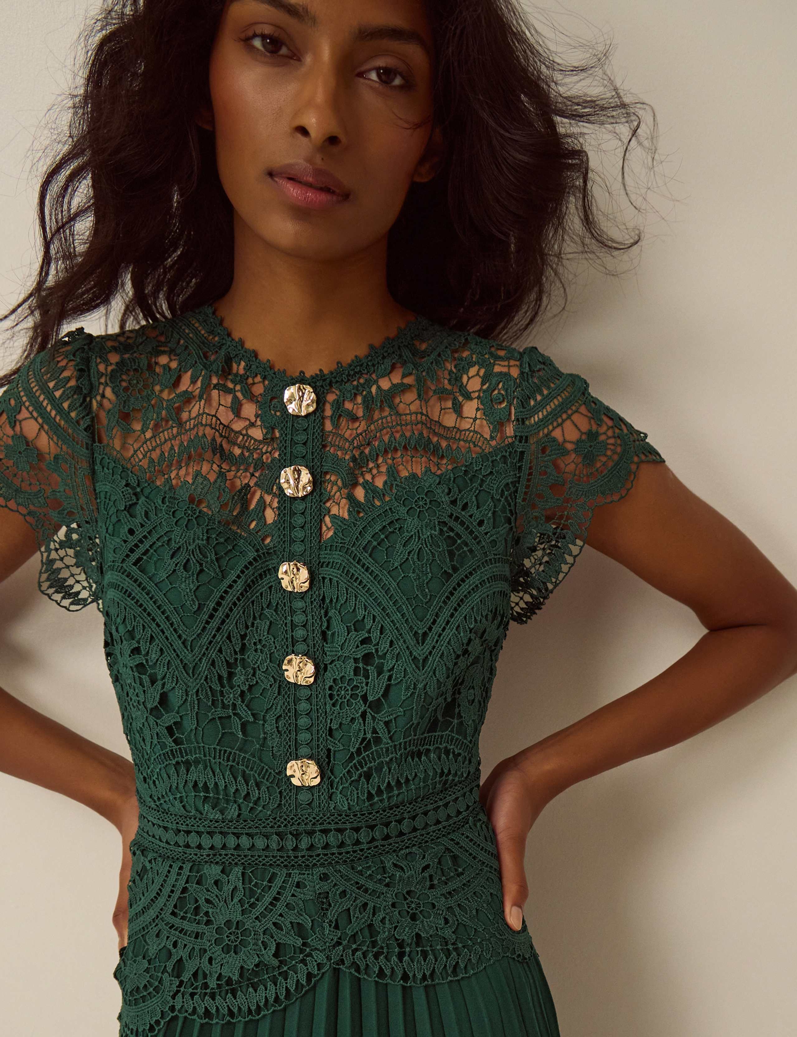 Lace Pleated Midi Dress 4 of 5