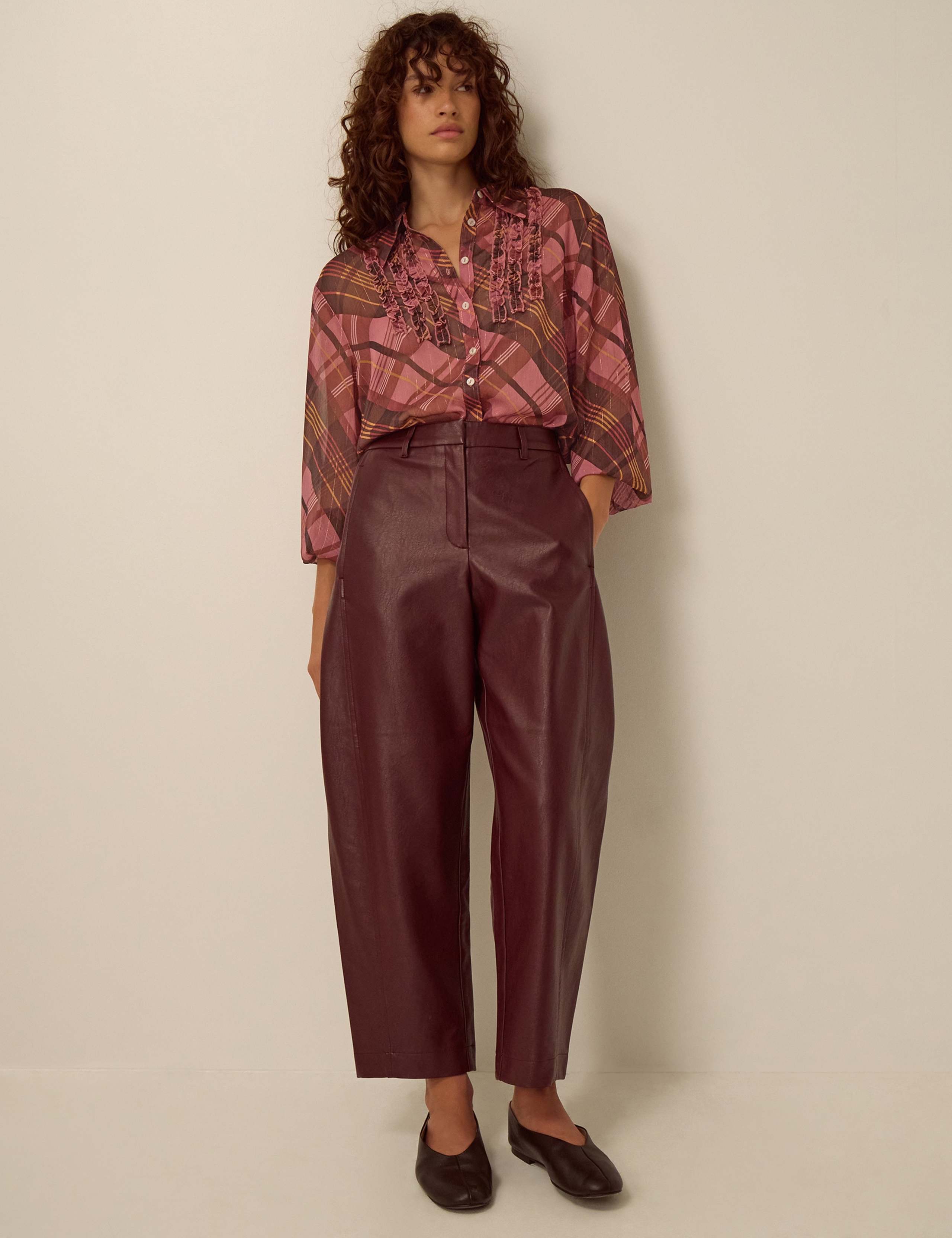 Checked Tie Neck Blouse 2 of 5