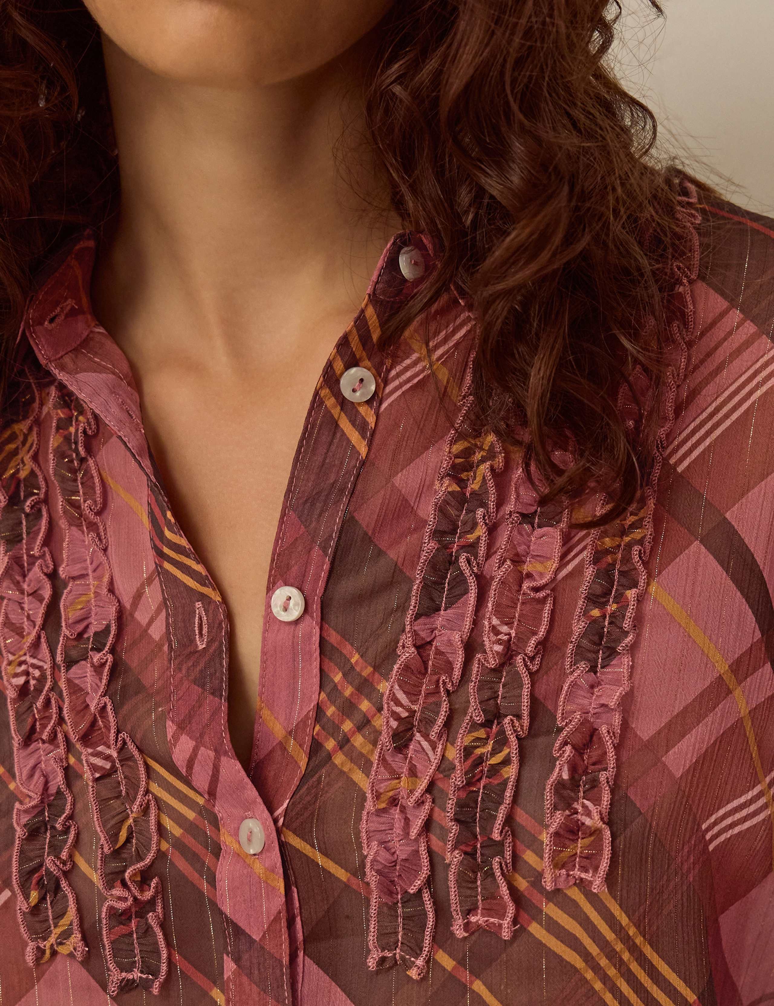Checked Tie Neck Blouse 5 of 5