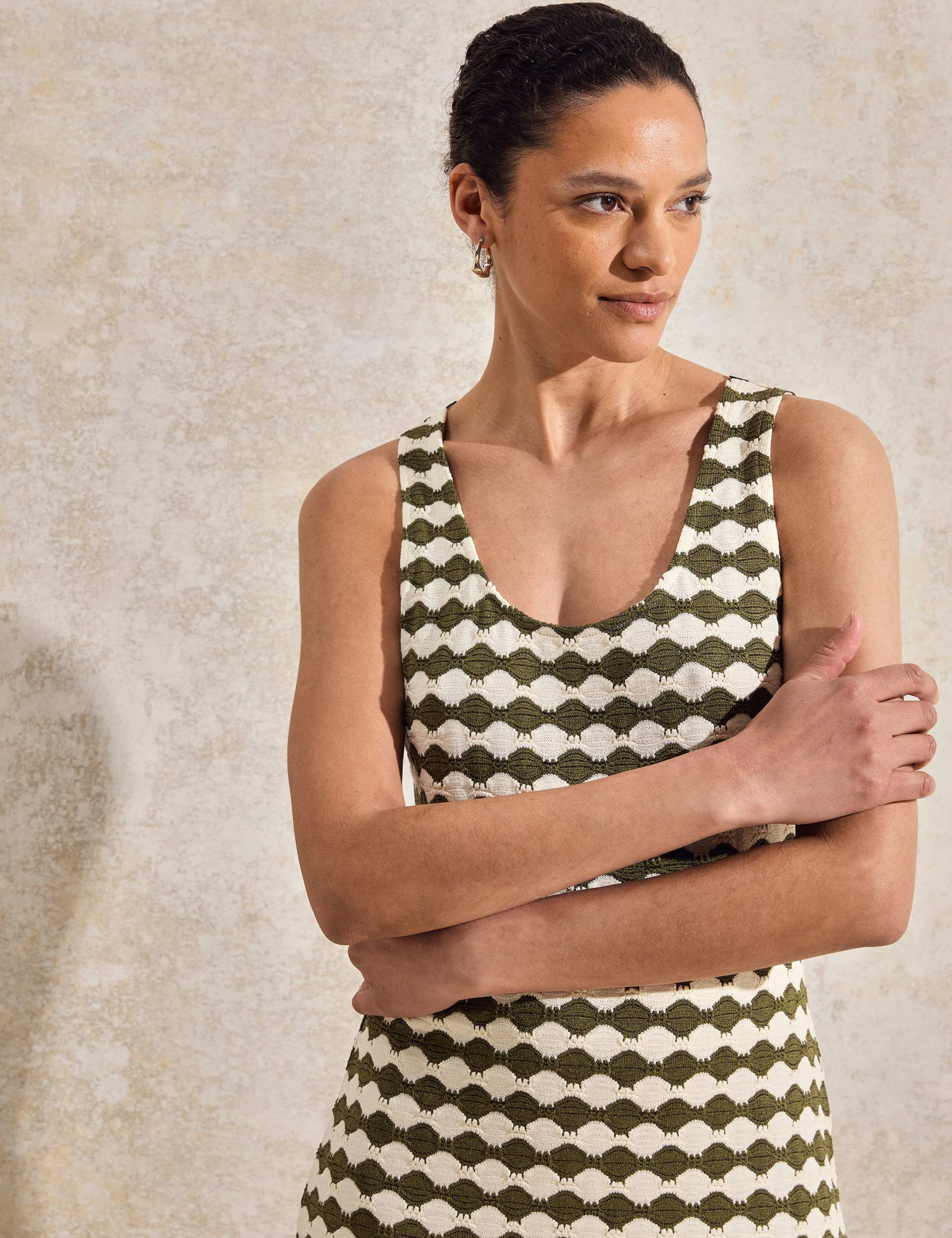 Knitted Geometric Scoop Neck Midaxi Slip Dress 3 of 3