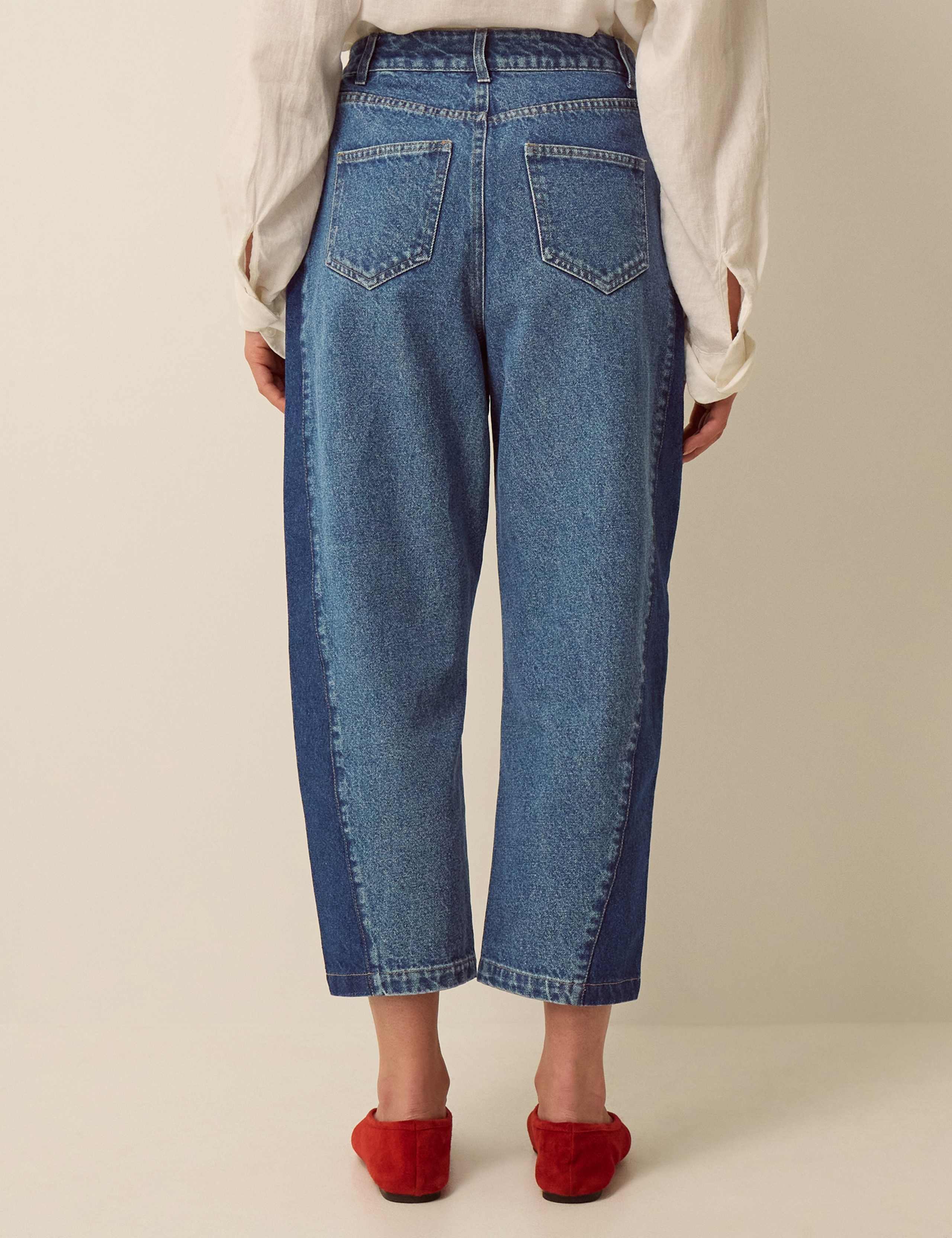 Mid Rise Side Panel Barrel Jeans 3 of 4