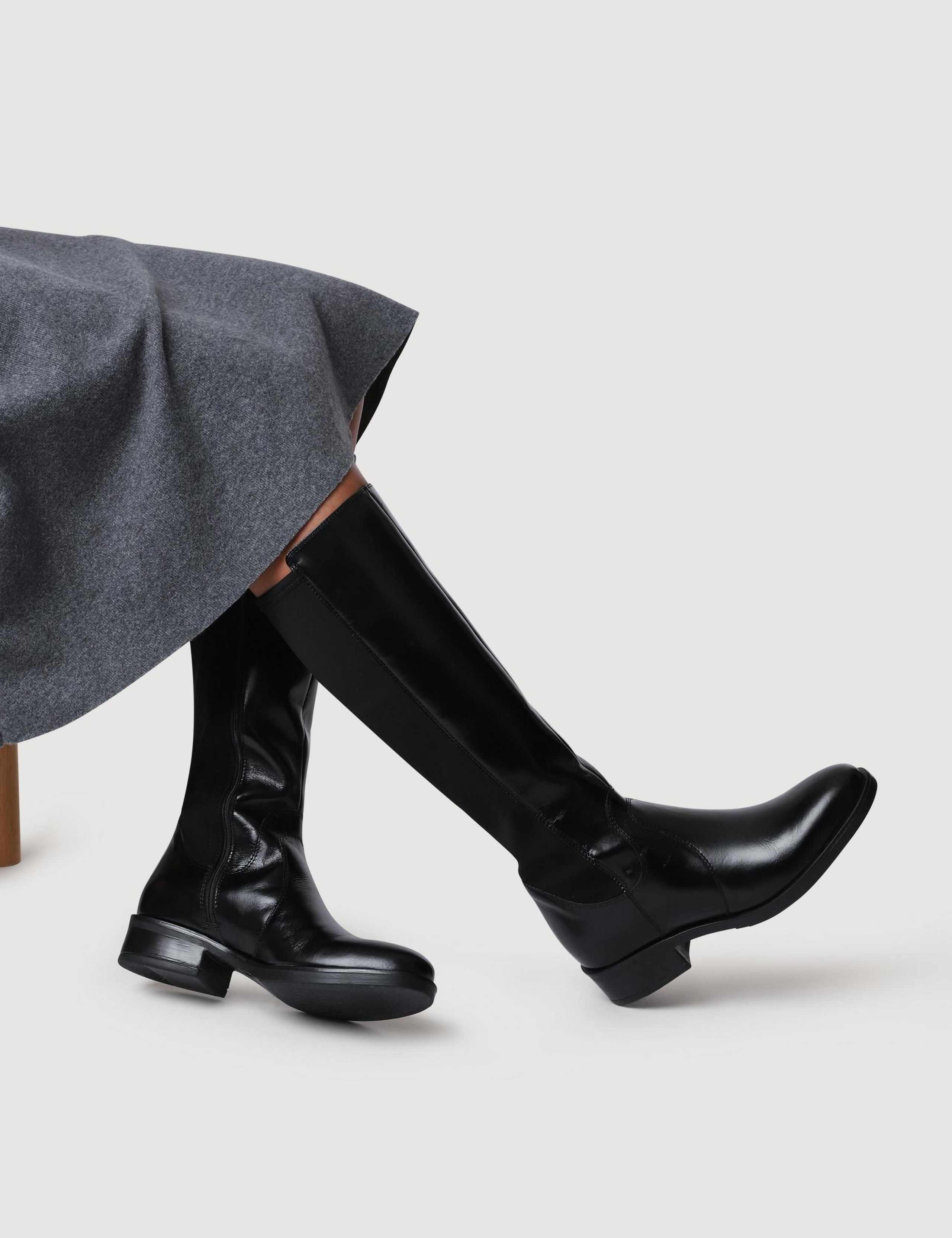 Leather Block Heel Knee High Boots 6 of 6