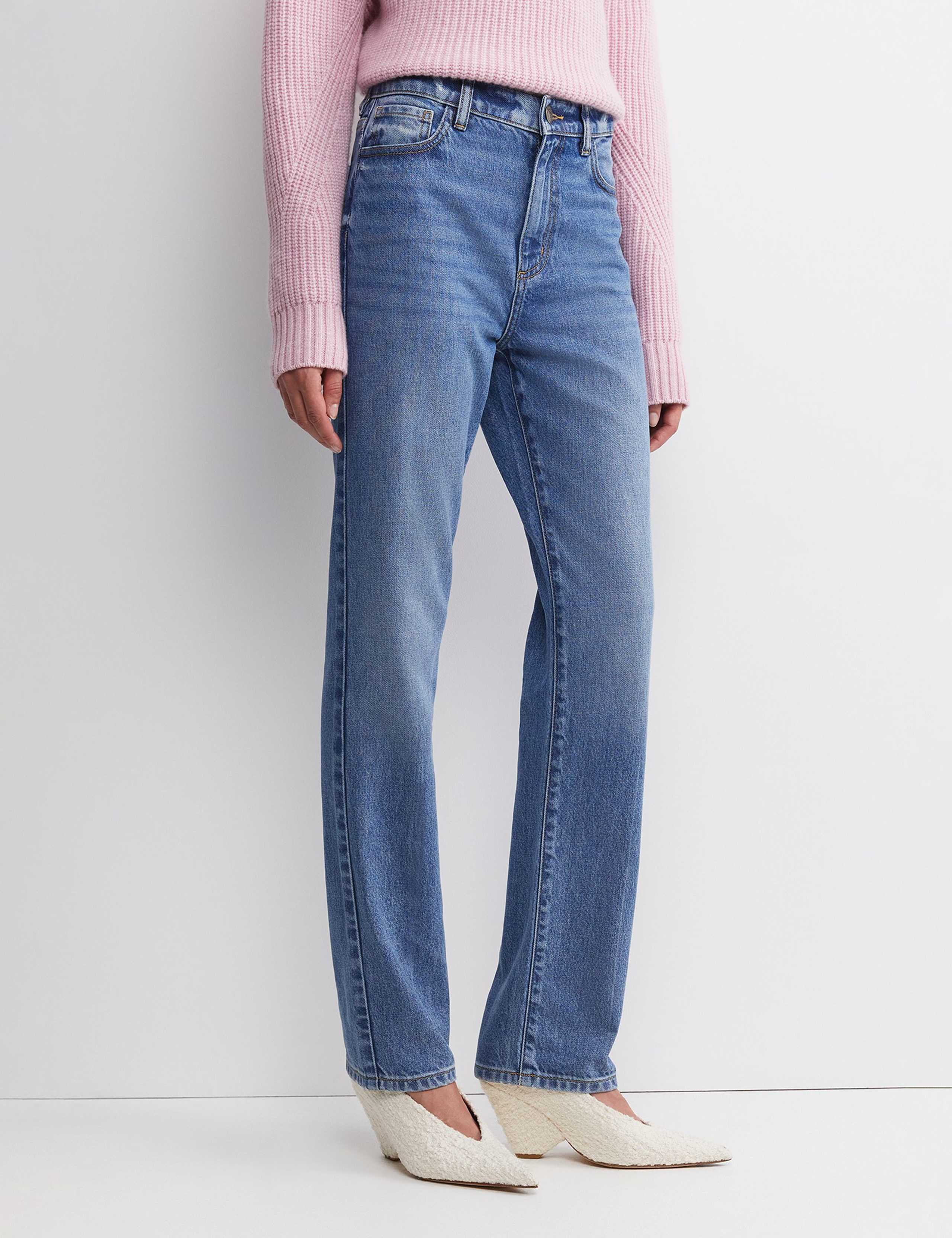 Lyocell Blend Mid Rise Straight Leg Jeans 3 of 5