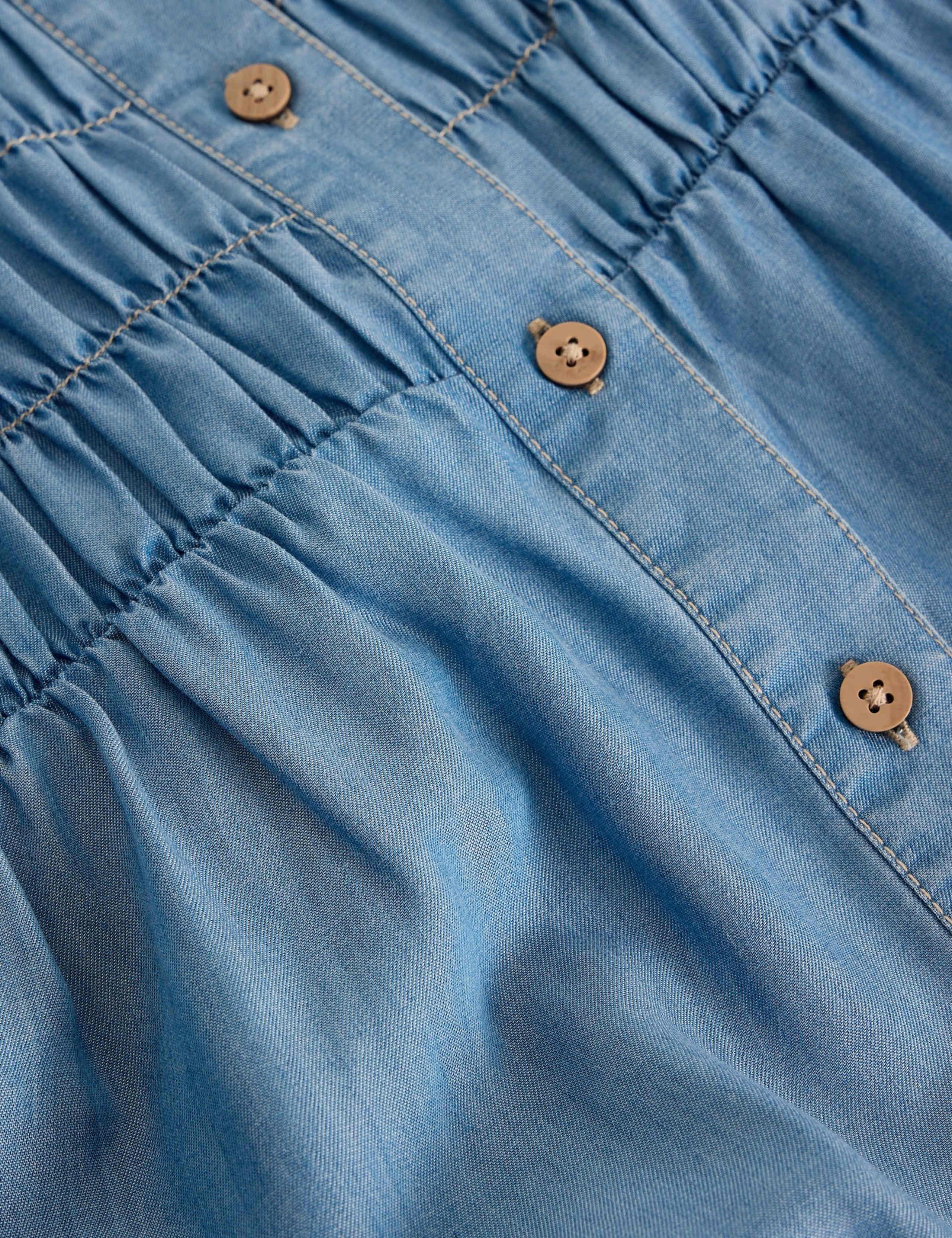 Chambray Gathered Button Through Blouse 6 of 6