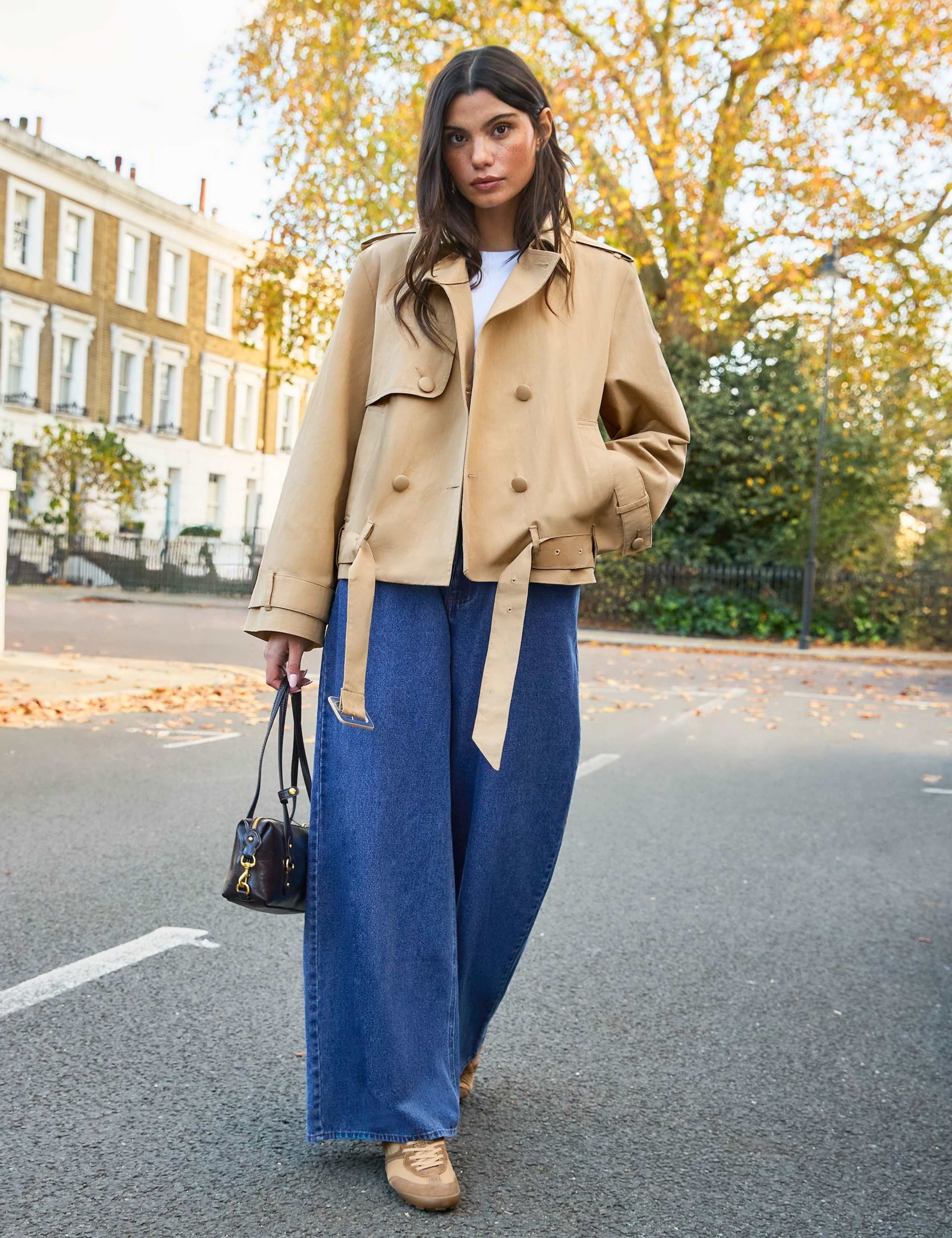 Cotton Rich Belted Cropped Trench Coat 3 of 8