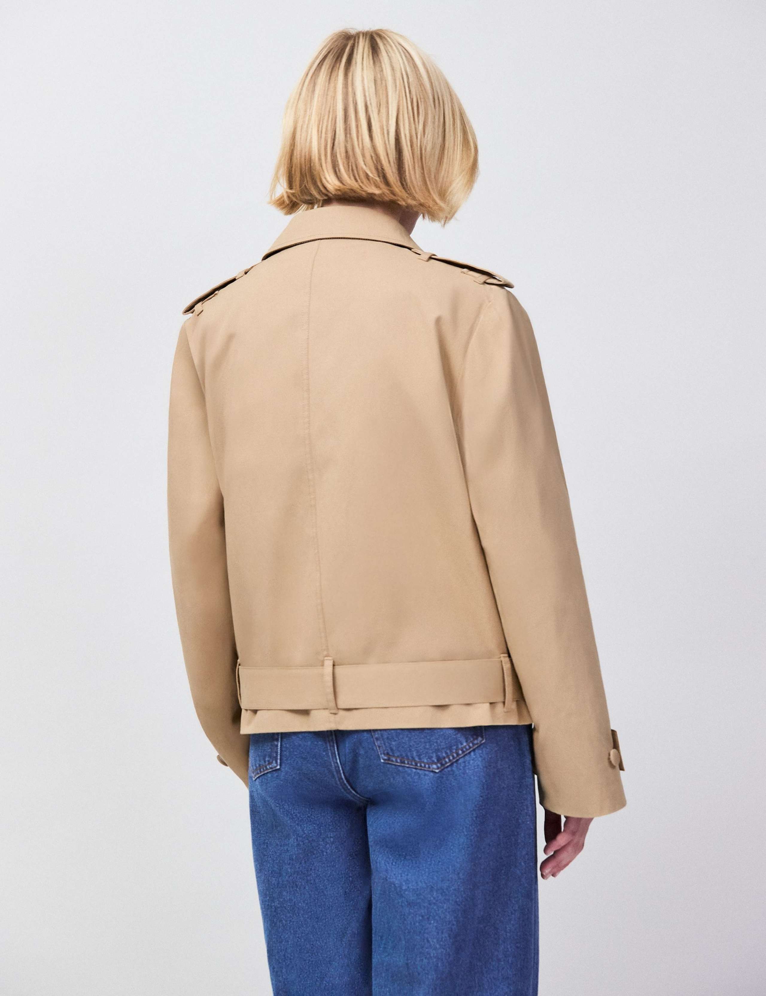 Cotton Rich Belted Cropped Trench Coat 5 of 8