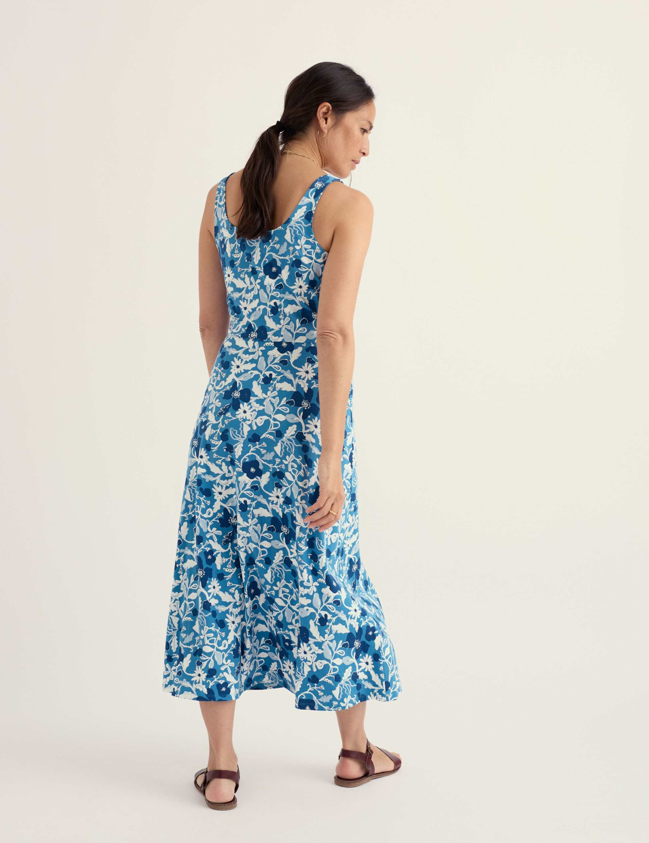 Cotton Rich Floral Midi Skater Dress 3 of 5