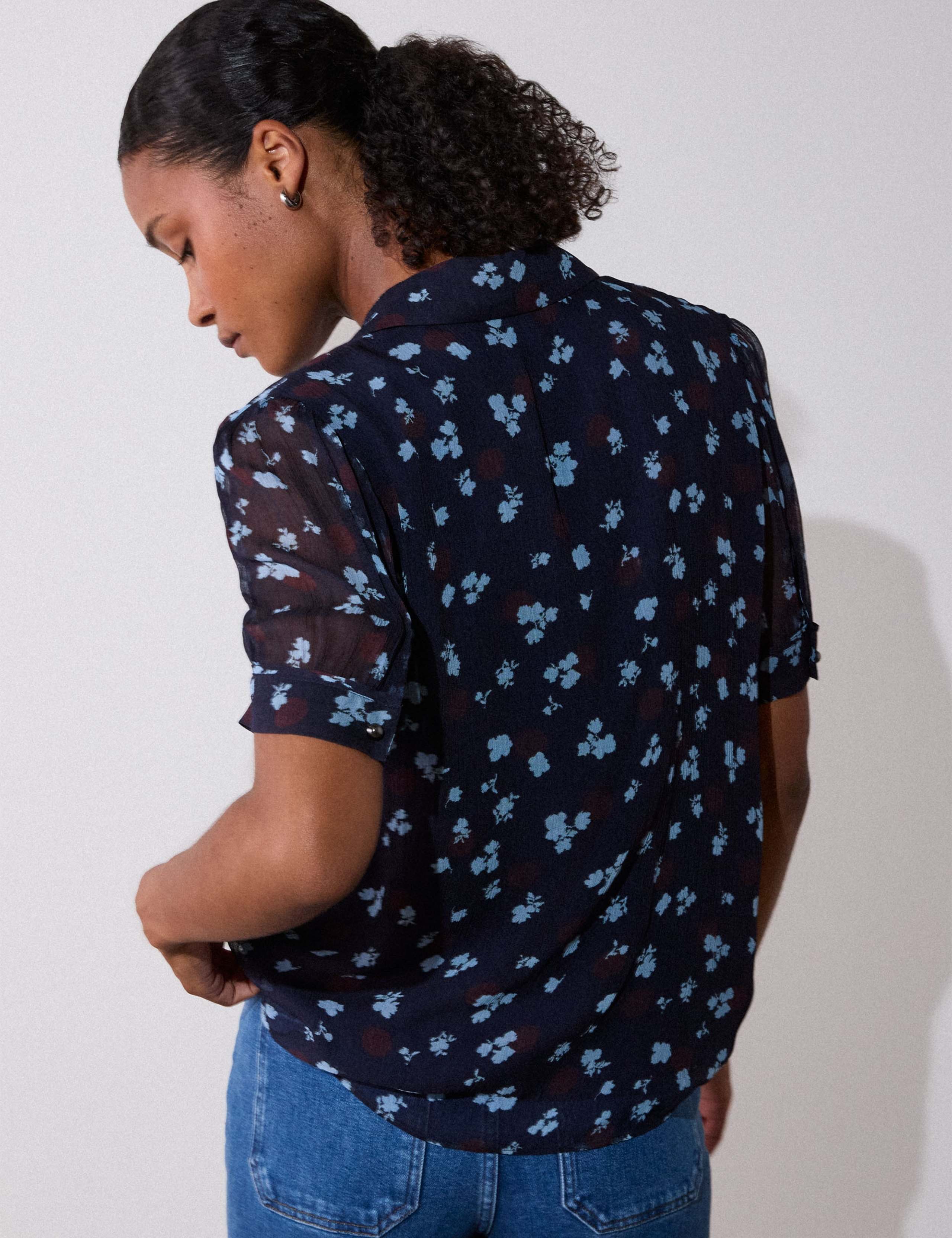 Crepe Floral Button Through Shirt 3 of 5