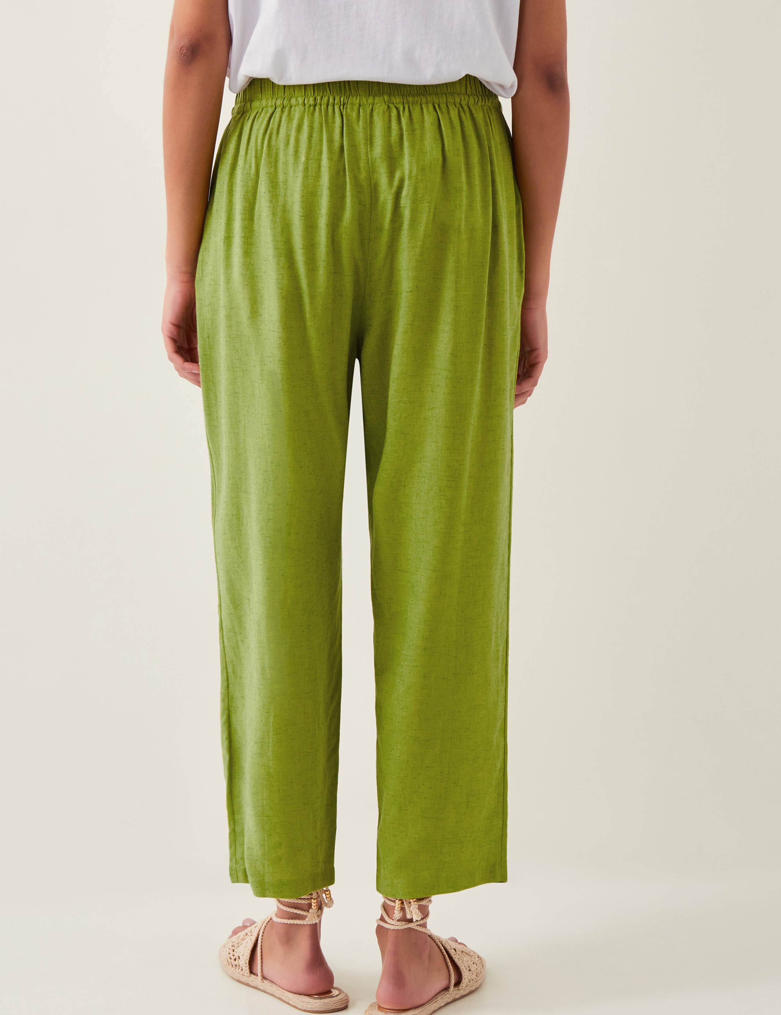 Drawstring Straight Leg Trousers with Linen 4 of 4