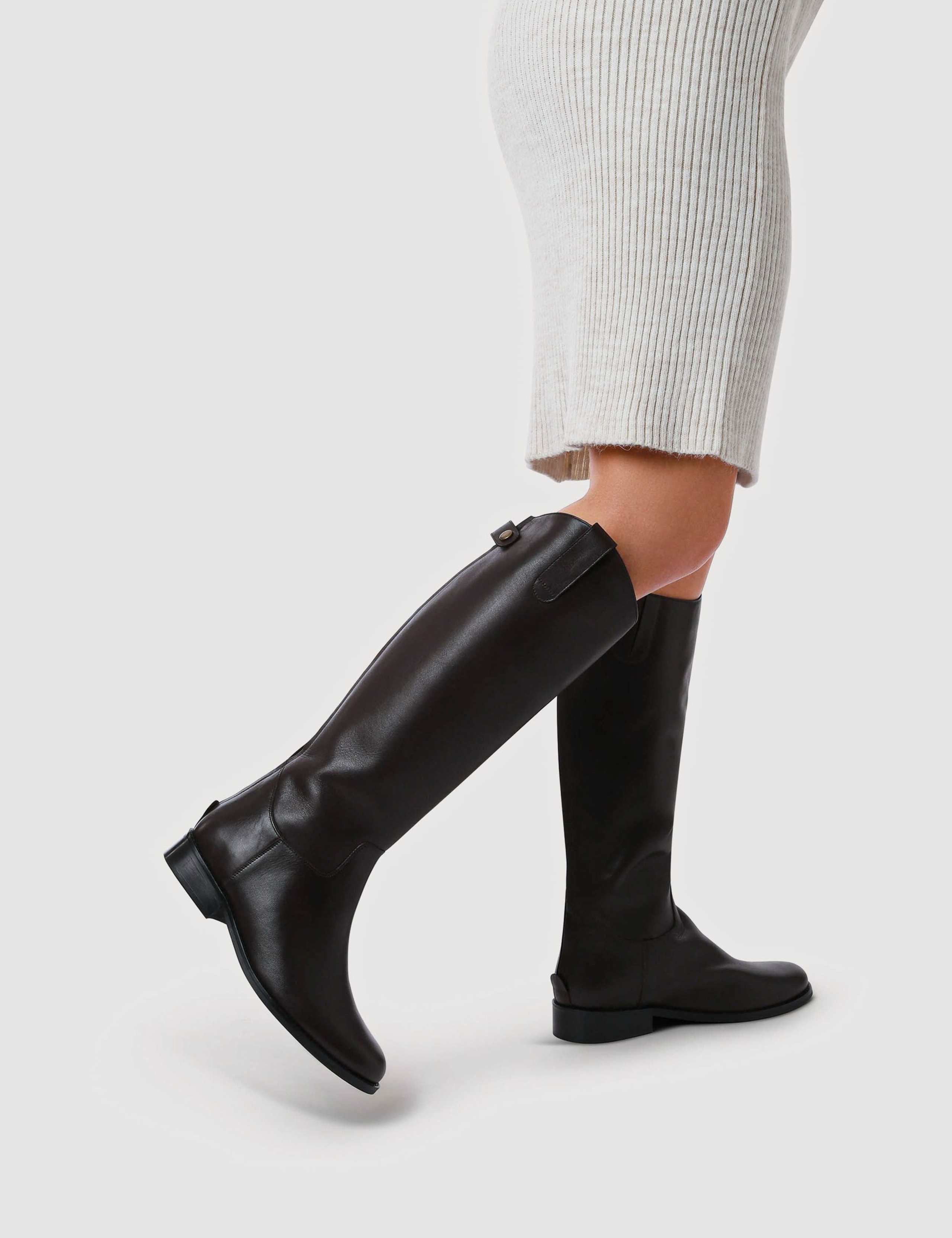 Leather Block Heel Knee High Boots 2 of 6